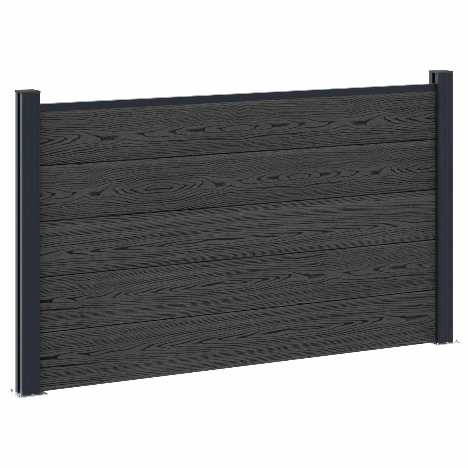 Panel de valla 10 pcs WPC y Aluminio Gris