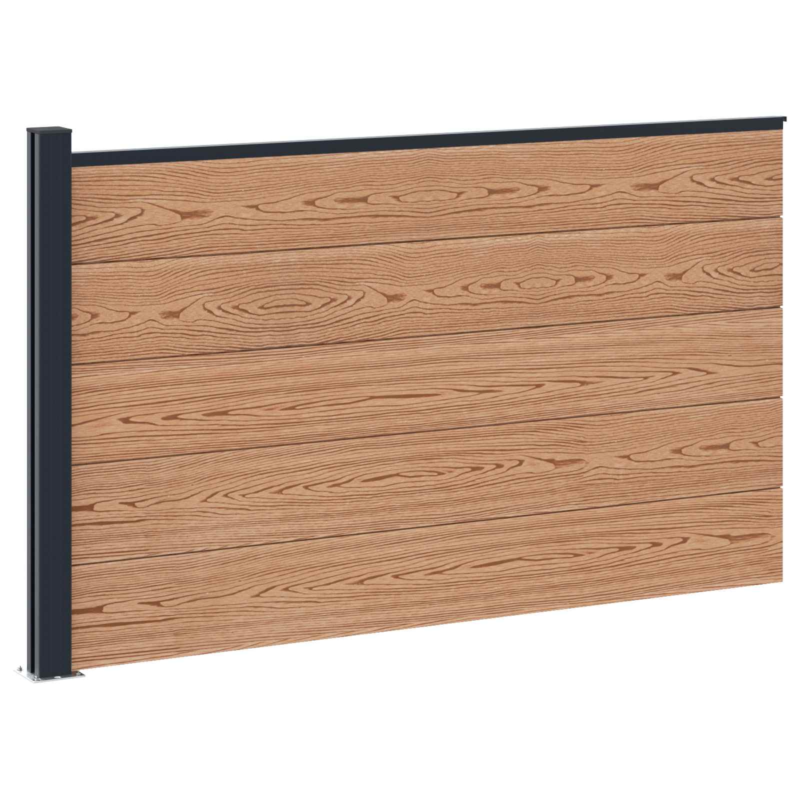 Panel de valla 10 pcs WPC y Aluminio Gris