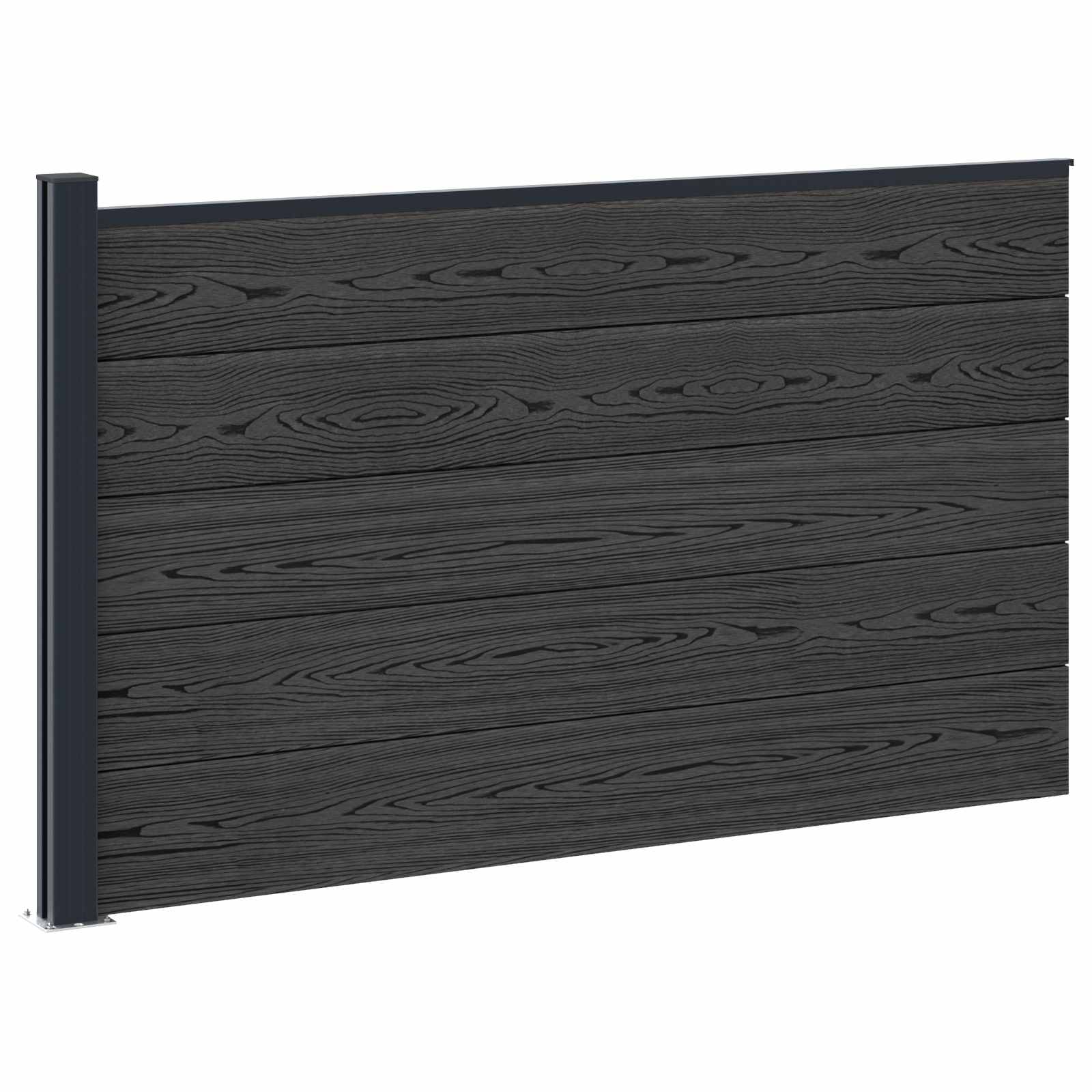 Panel de valla 10 pcs WPC y Aluminio Gris