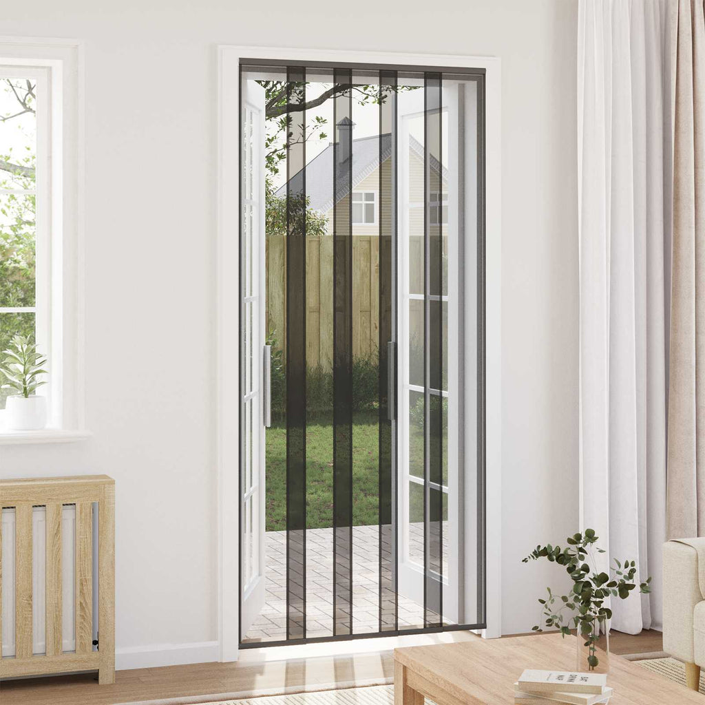 Pantalla de puerta contra insectos con cortina de malla Negro