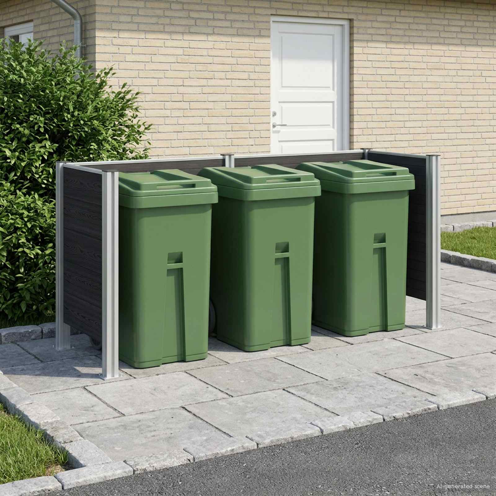 Grey Bin Screen 161 x 85 x 115 cm Aluminium and WPC