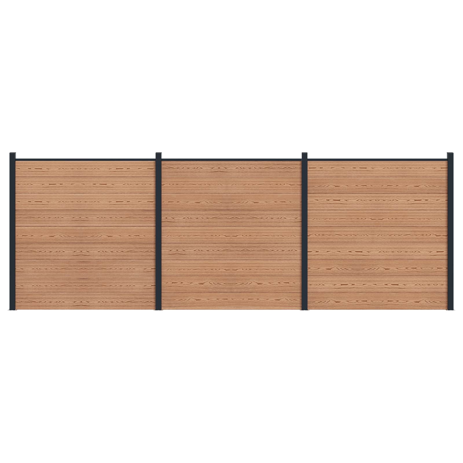 Panel de valla 10 pcs WPC y Aluminio Gris