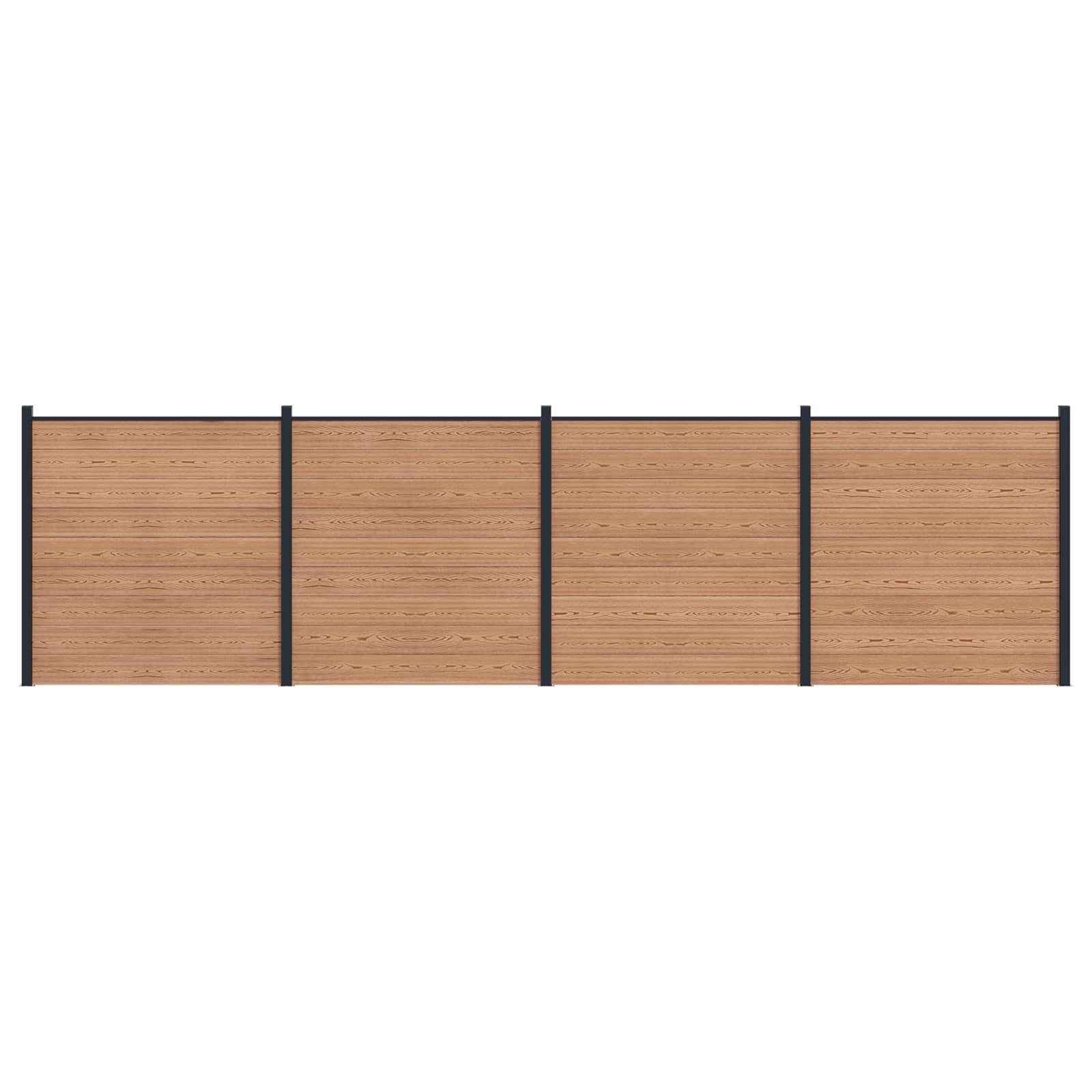 Panel de valla 10 pcs WPC y Aluminio Gris