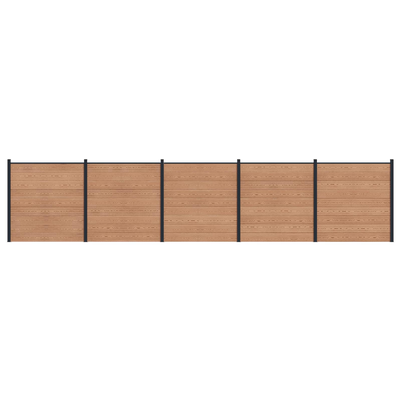 Panel de valla 10 pcs WPC y Aluminio Gris