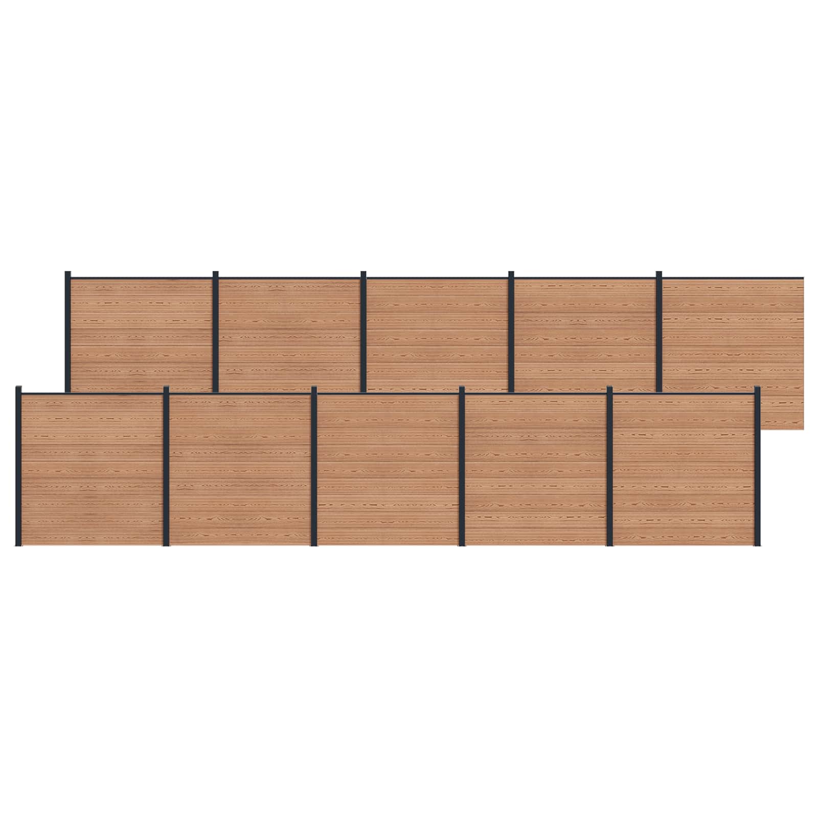 Panel de valla 10 pcs WPC y Aluminio Gris