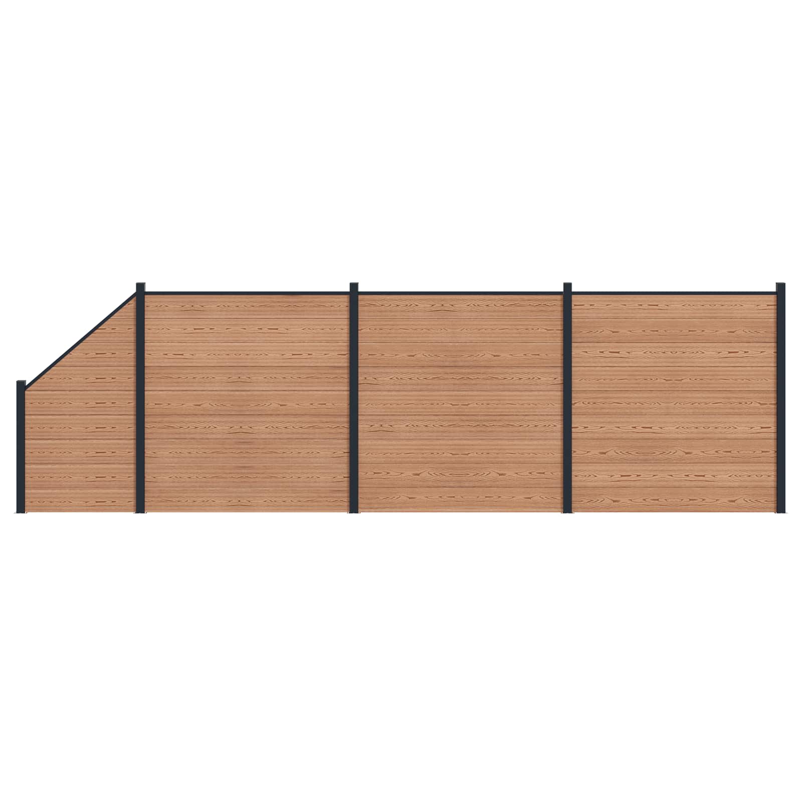 Panel de valla 10 pcs WPC y Aluminio Gris
