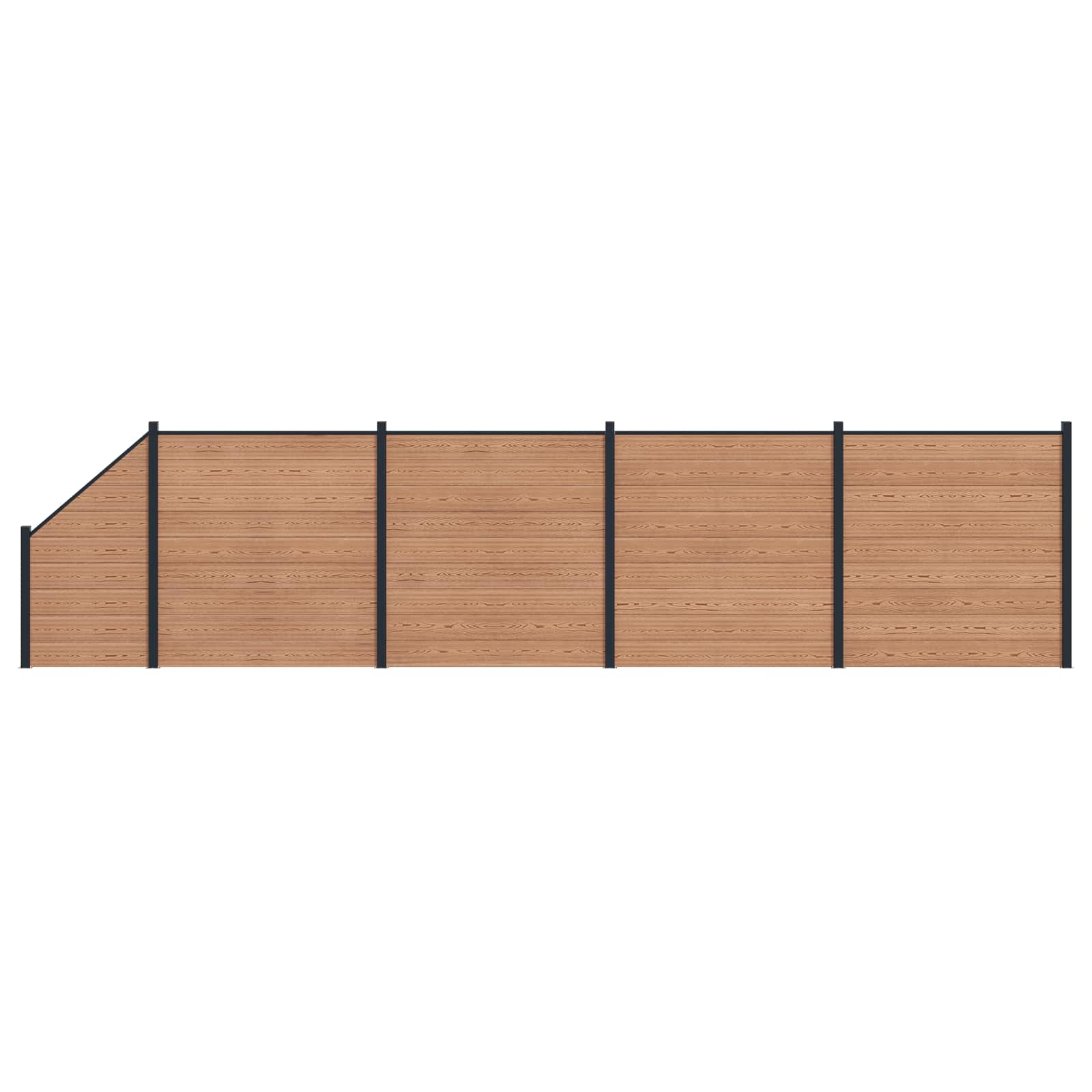 Panel de valla 10 pcs WPC y Aluminio Gris