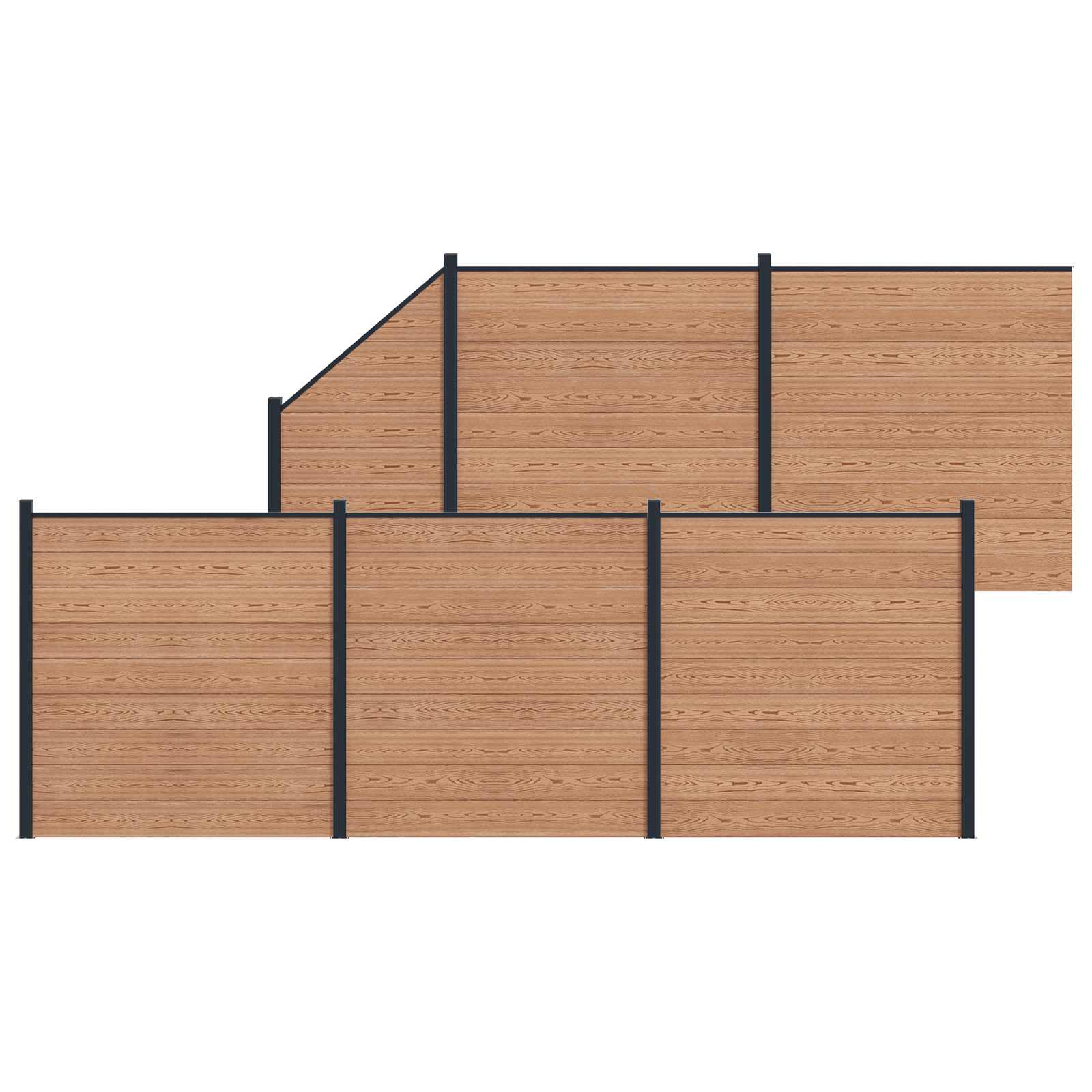 Panel de valla 10 pcs WPC y Aluminio Gris