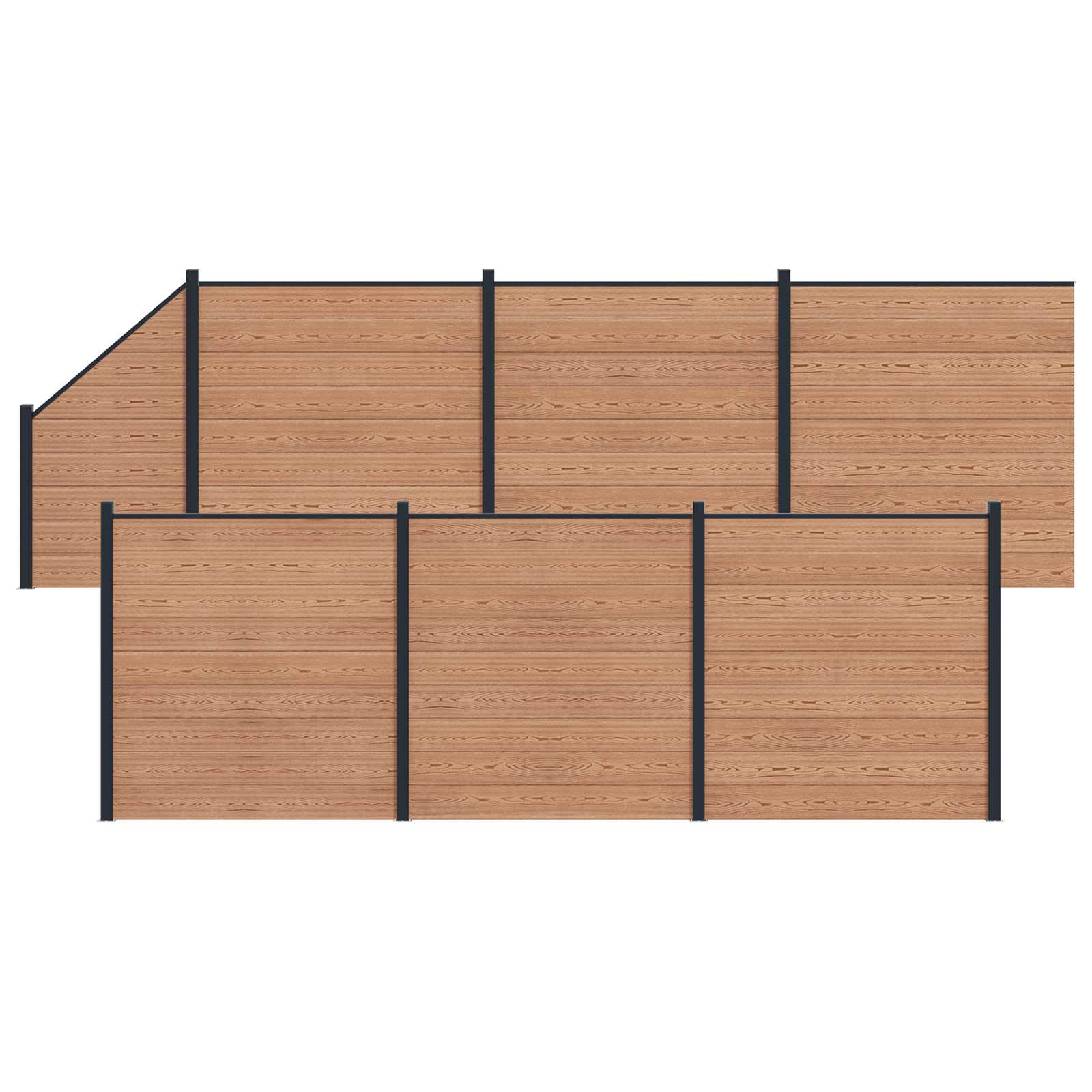 Panel de valla 10 pcs WPC y Aluminio Gris