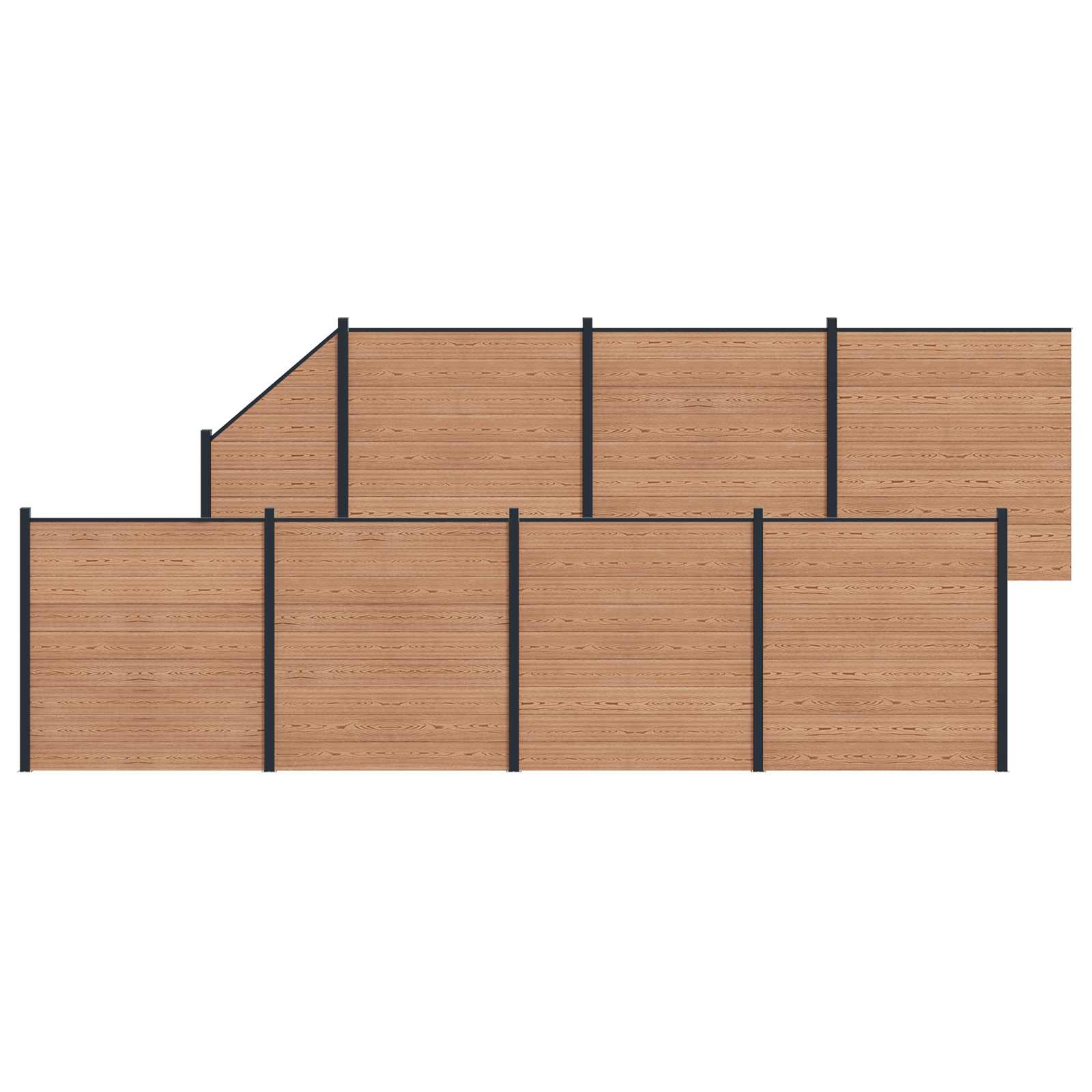 Panel de valla 10 pcs WPC y Aluminio Gris