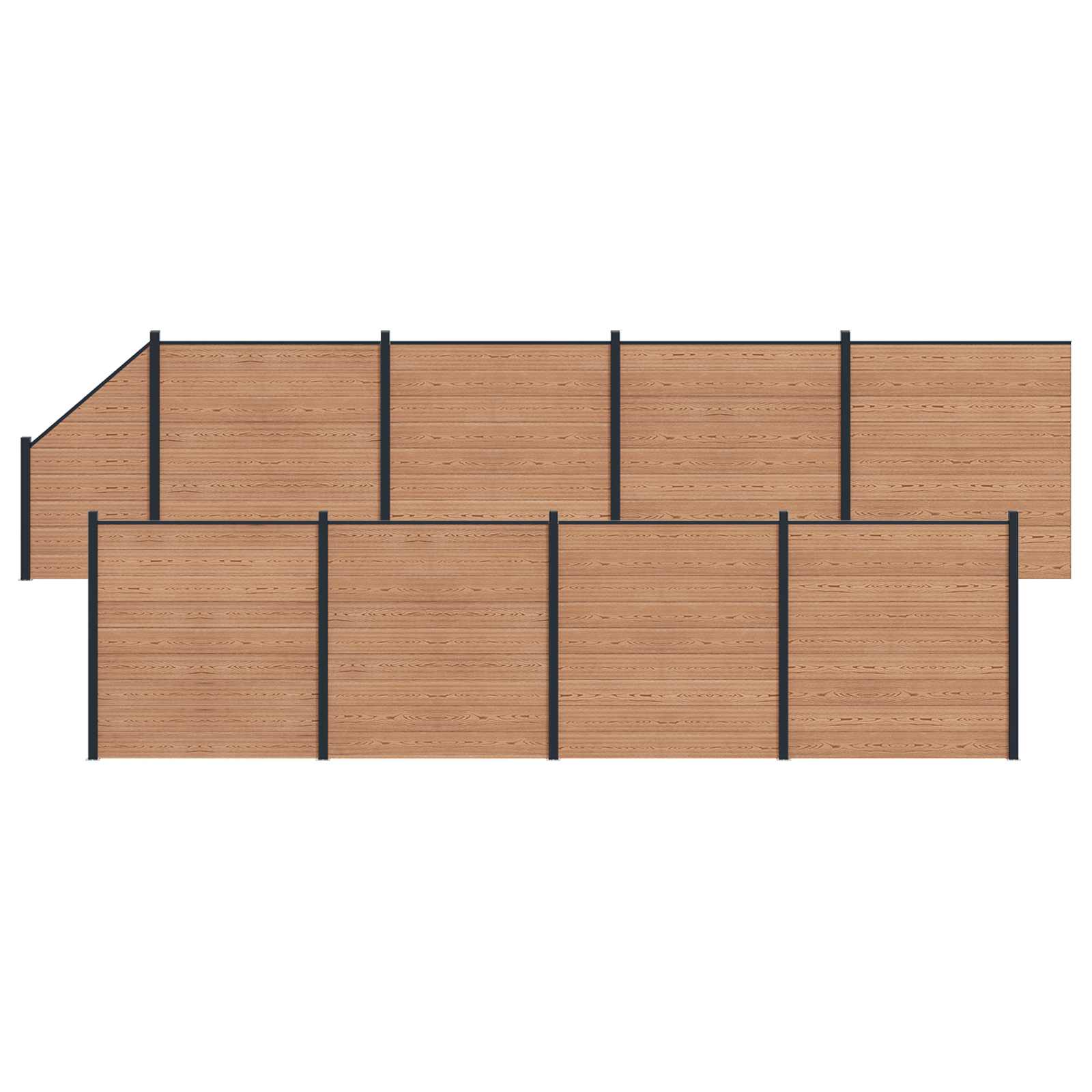 Panel de valla 10 pcs WPC y Aluminio Gris