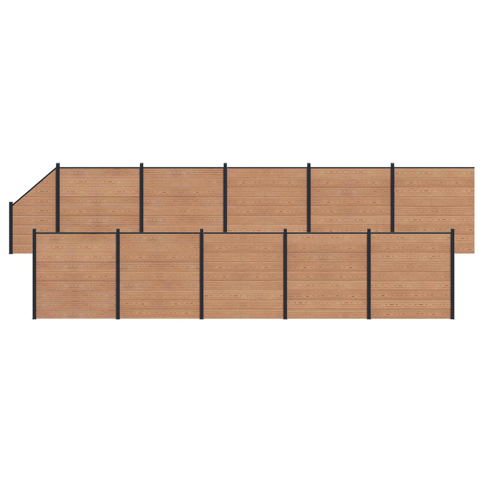 Panel de valla 10 pcs WPC y Aluminio Gris