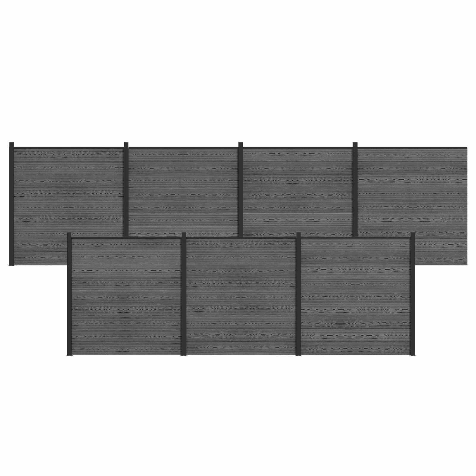 Panel de valla 10 pcs WPC y Aluminio Gris
