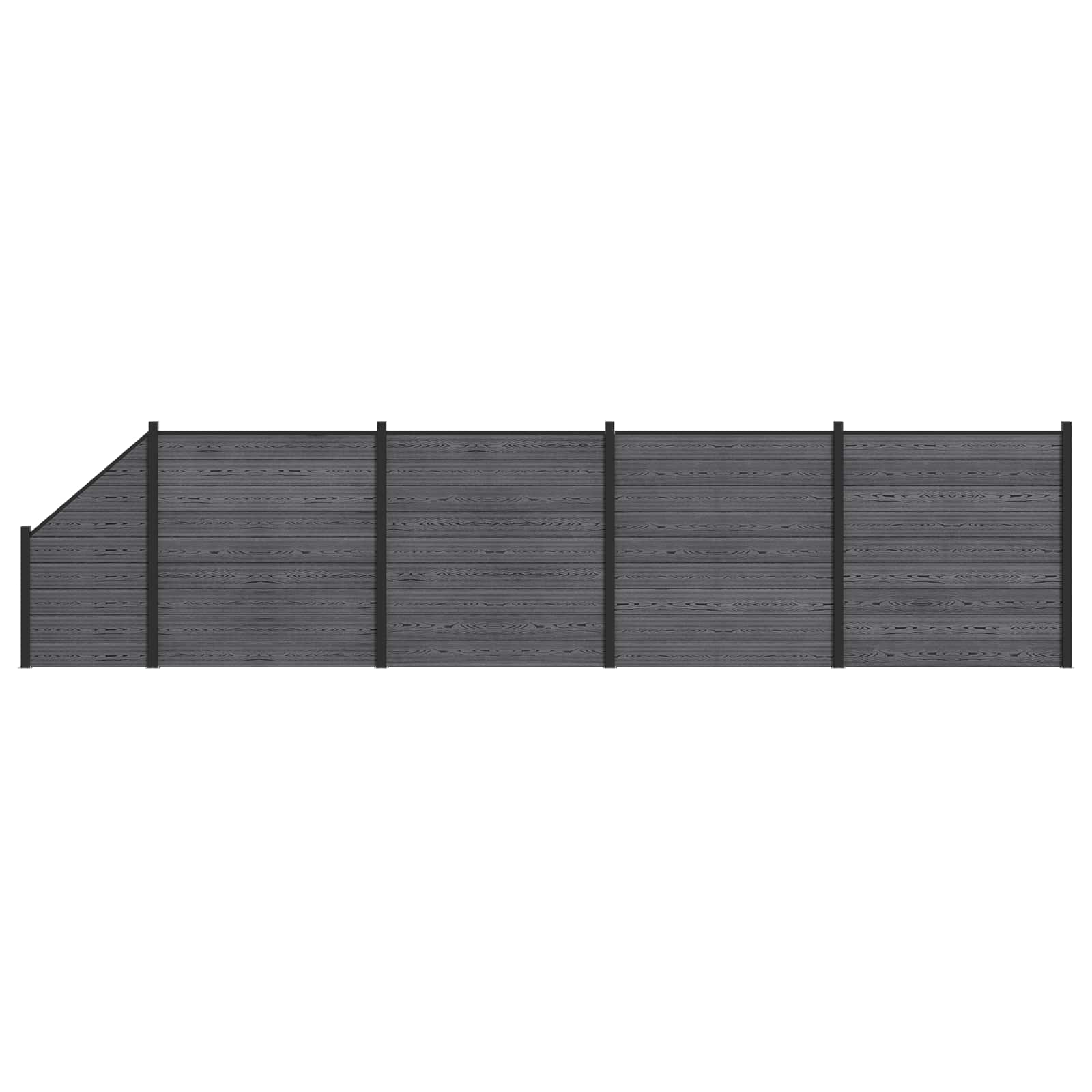 Panel de valla 10 pcs WPC y Aluminio Gris
