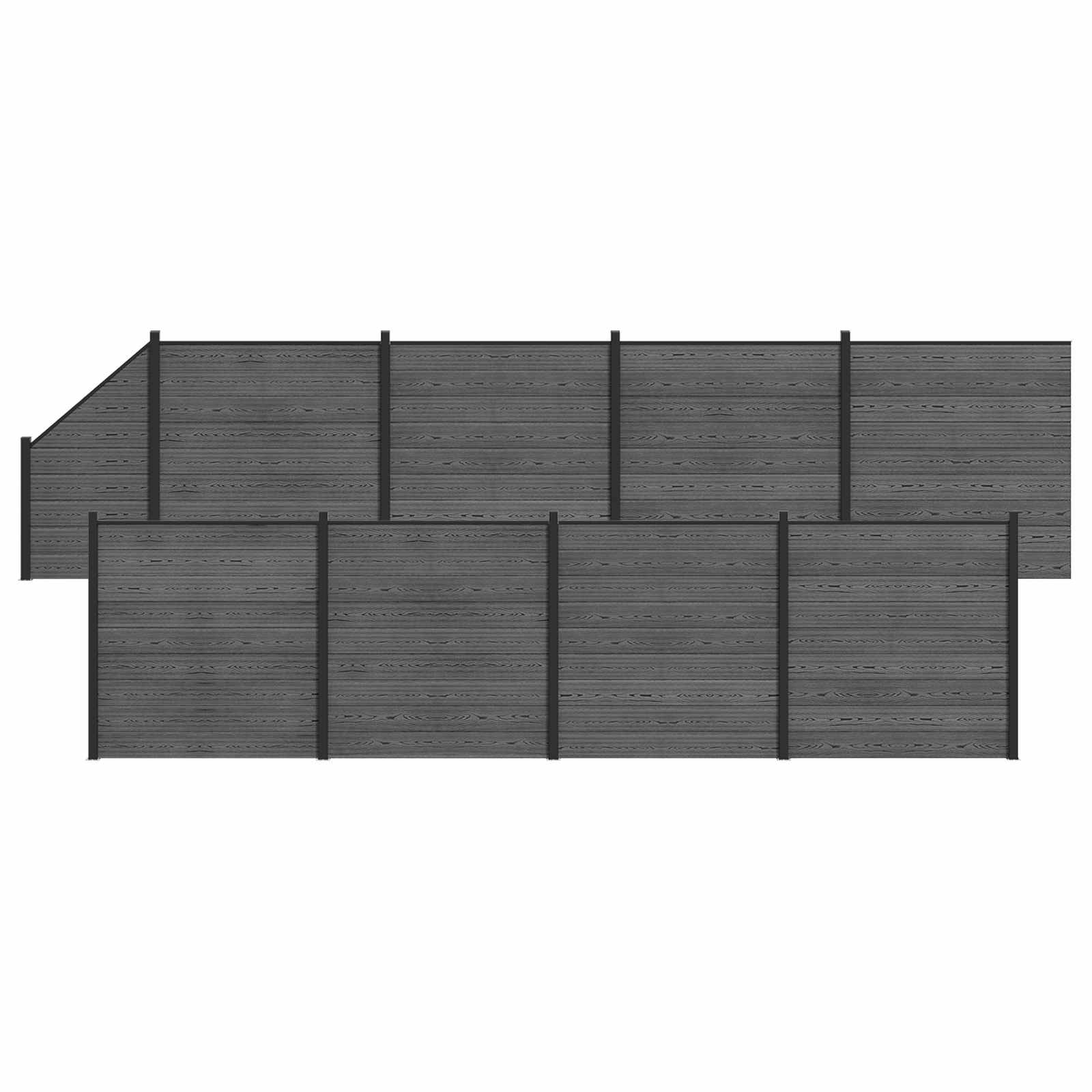 Panel de valla 10 pcs WPC y Aluminio Gris