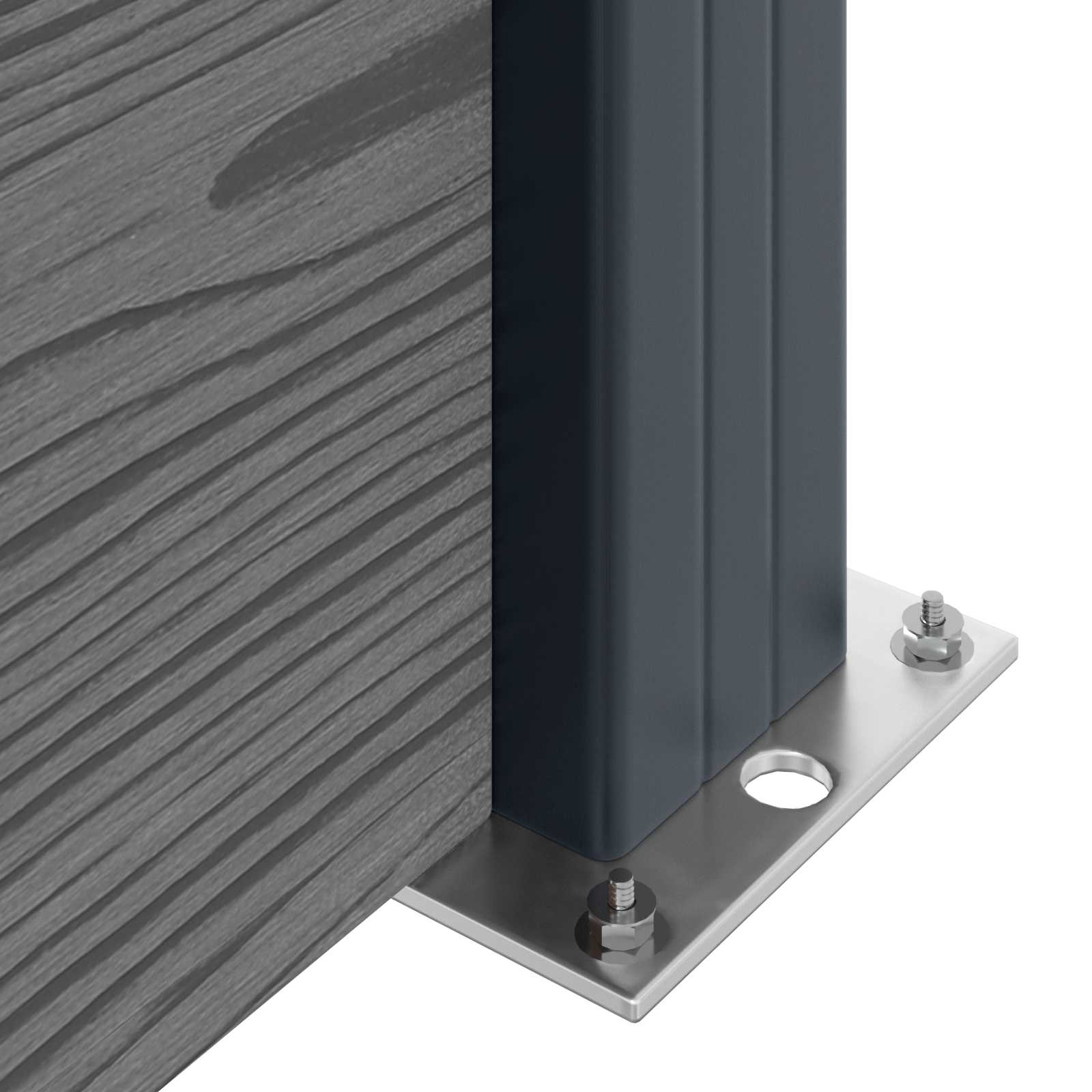 Panel de valla 10 pcs WPC y Aluminio Gris