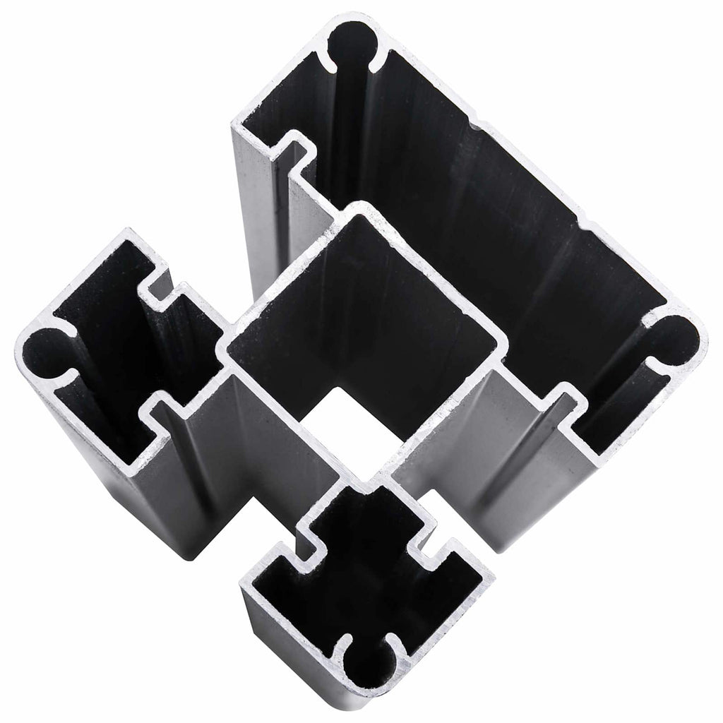 Panel de valla 10 pcs WPC y Aluminio Gris