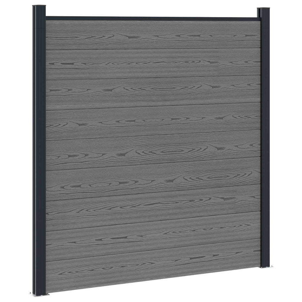 Panel de valla 10 pcs WPC y Aluminio Gris