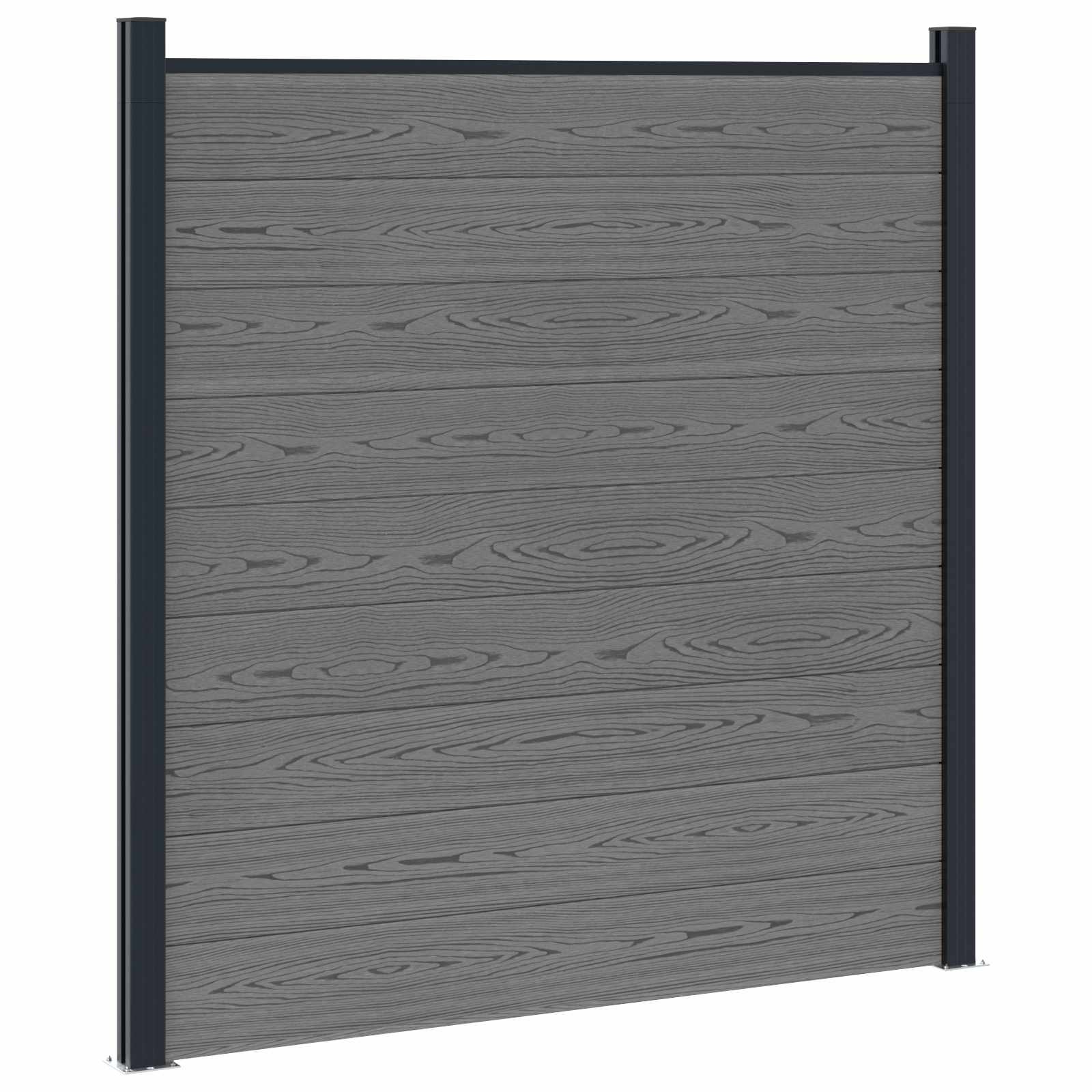 Panel de valla 10 pcs WPC y Aluminio Gris