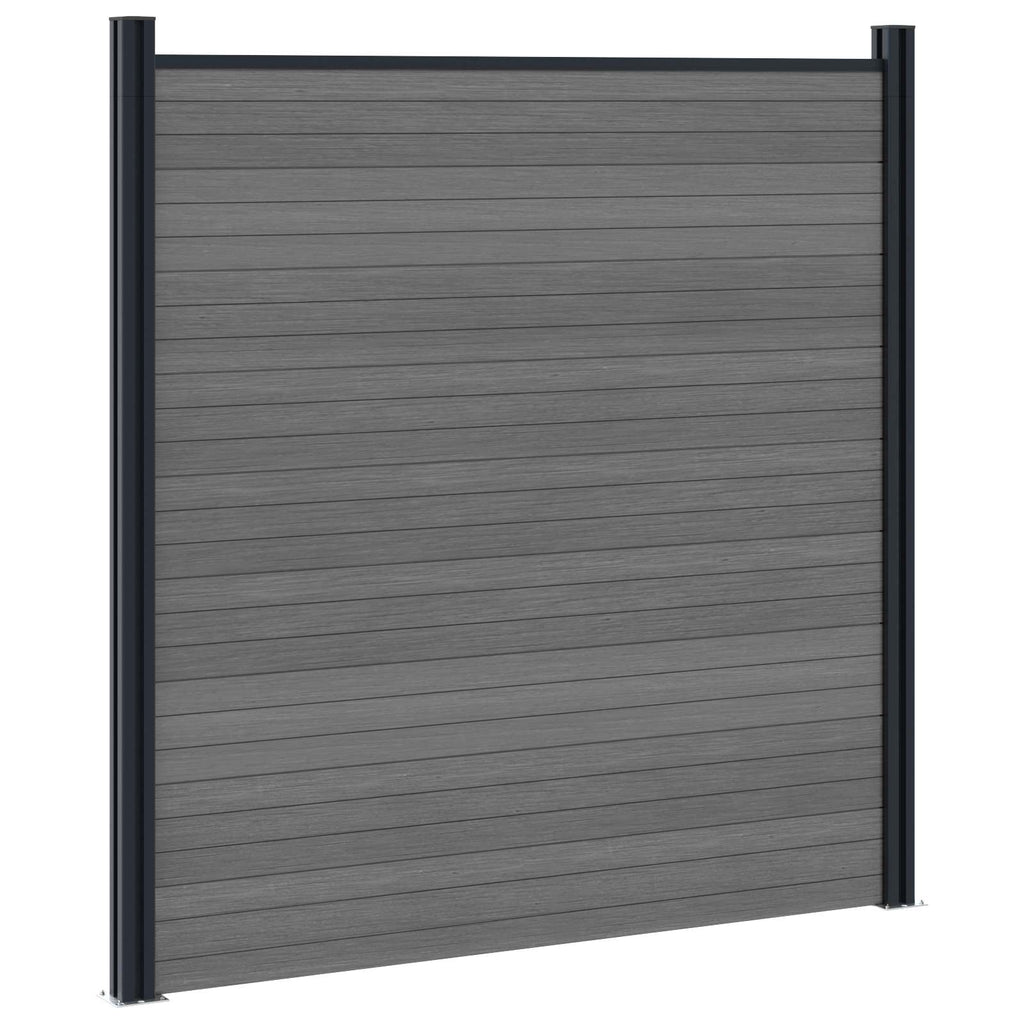 Panel de valla 10 pcs WPC y Aluminio Gris