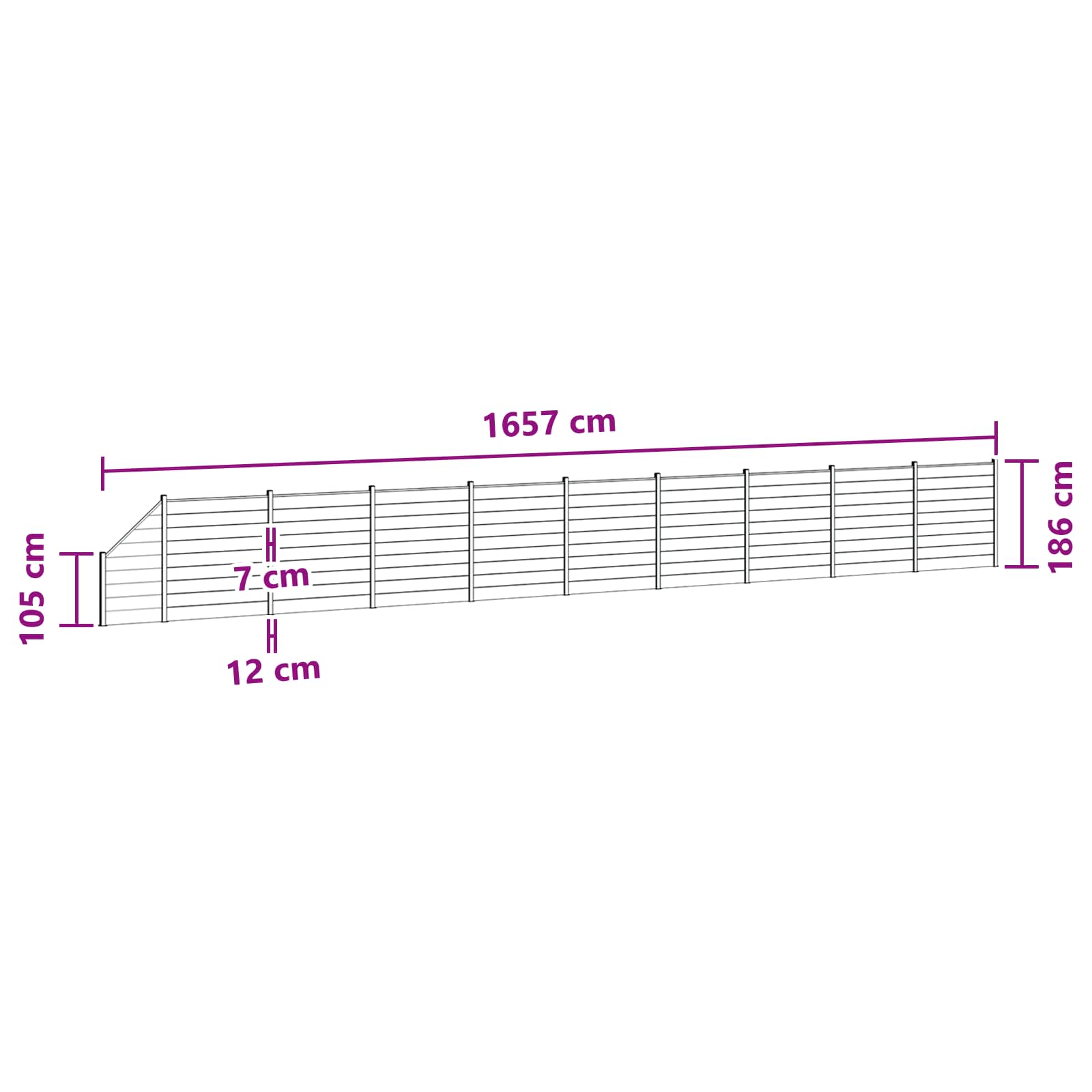 Panel de valla 10 pcs WPC y Aluminio Gris