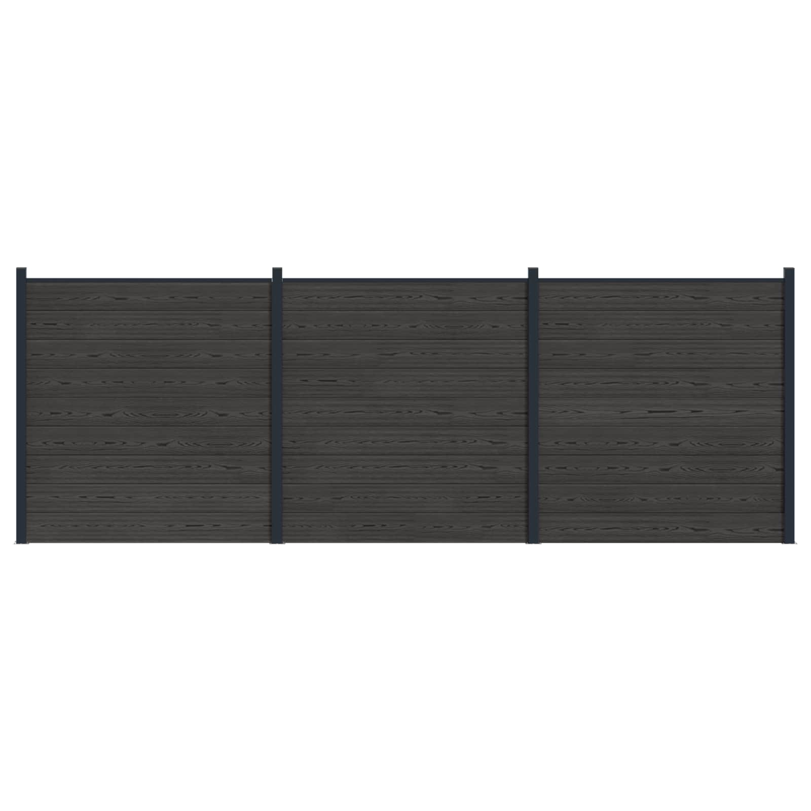 Panel de valla 10 pcs WPC y Aluminio Gris