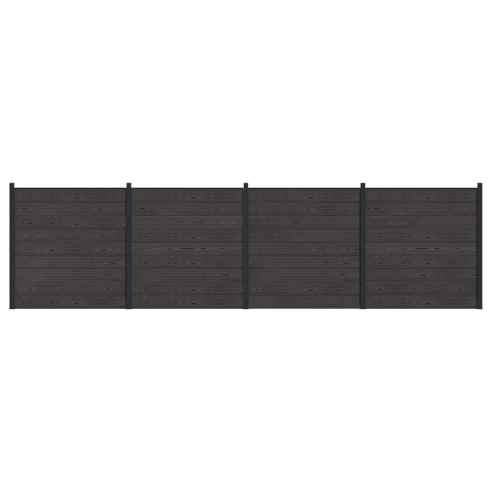 Panel de valla 10 pcs WPC y Aluminio Gris