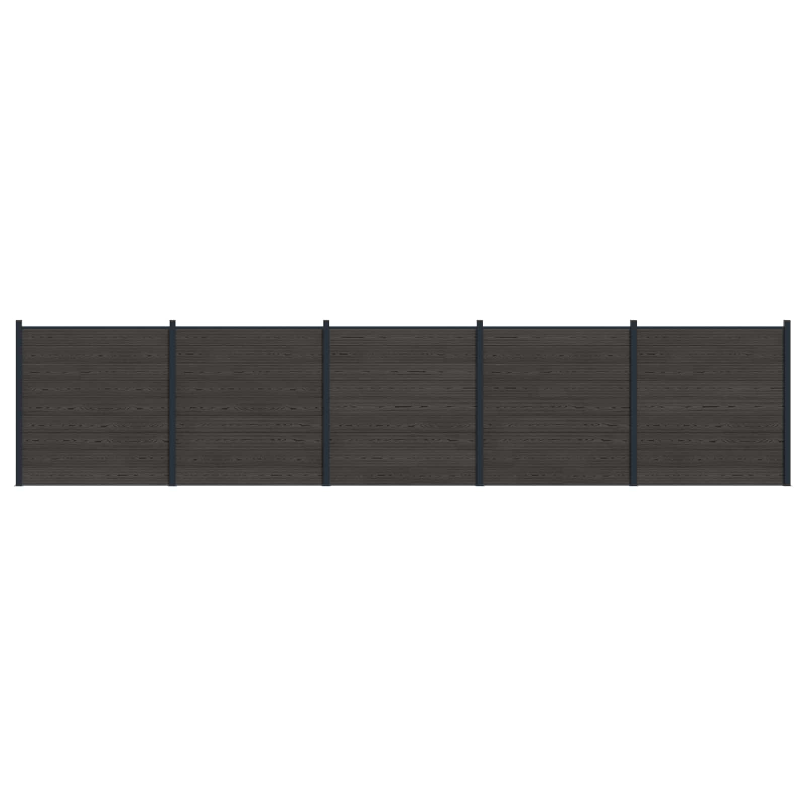 Panel de valla 10 pcs WPC y Aluminio Gris