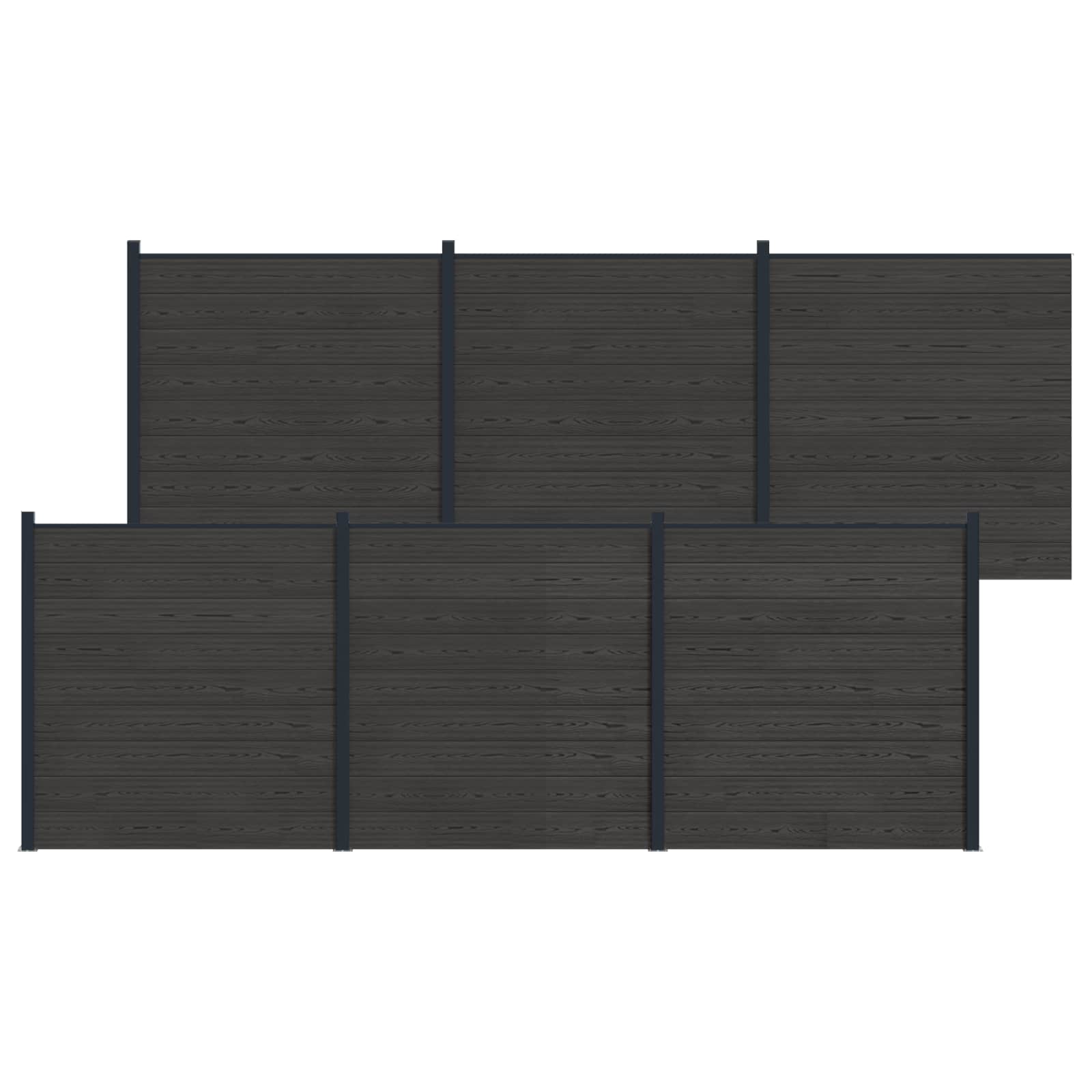 Panel de valla 10 pcs WPC y Aluminio Gris