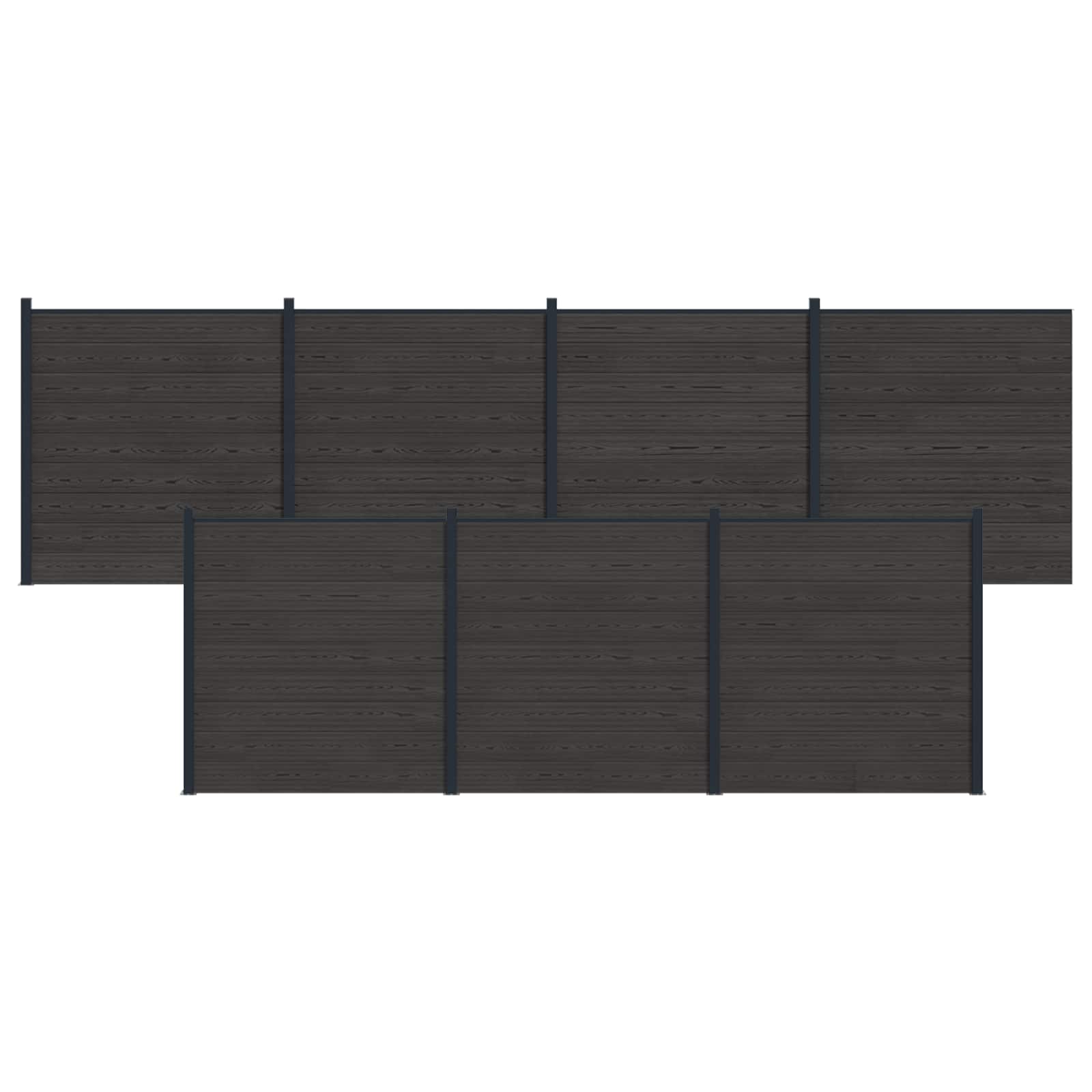 Panel de valla 10 pcs WPC y Aluminio Gris