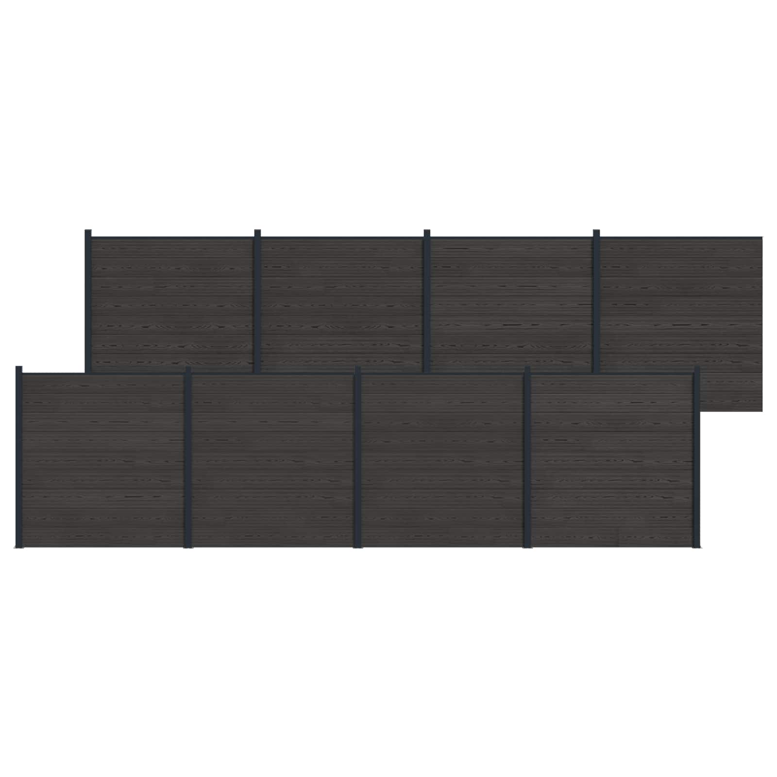 Panel de valla 10 pcs WPC y Aluminio Gris