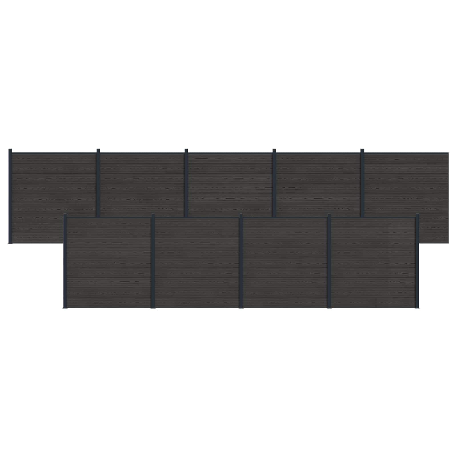 Panel de valla 10 pcs WPC y Aluminio Gris