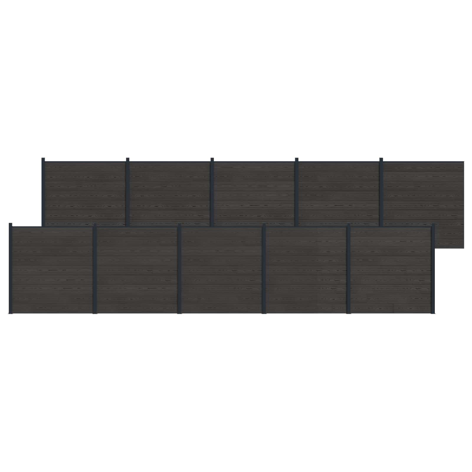 Panel de valla 10 pcs WPC y Aluminio Gris