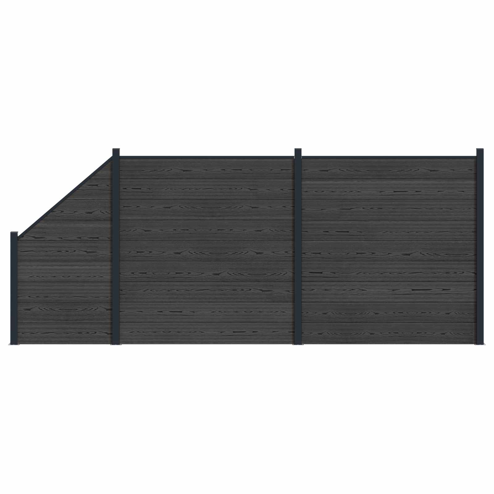 Panel de valla 10 pcs WPC y Aluminio Gris