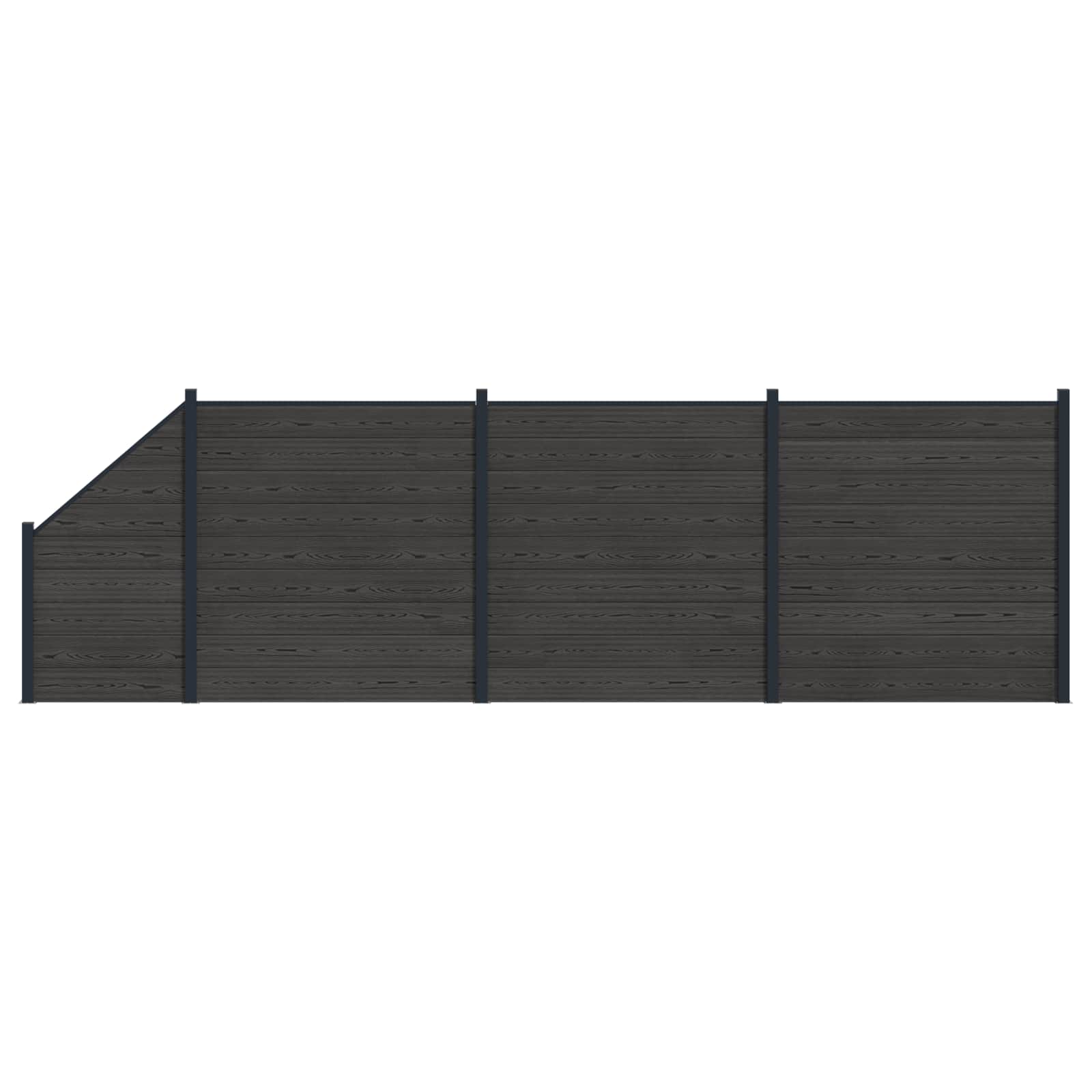 Panel de valla 10 pcs WPC y Aluminio Gris