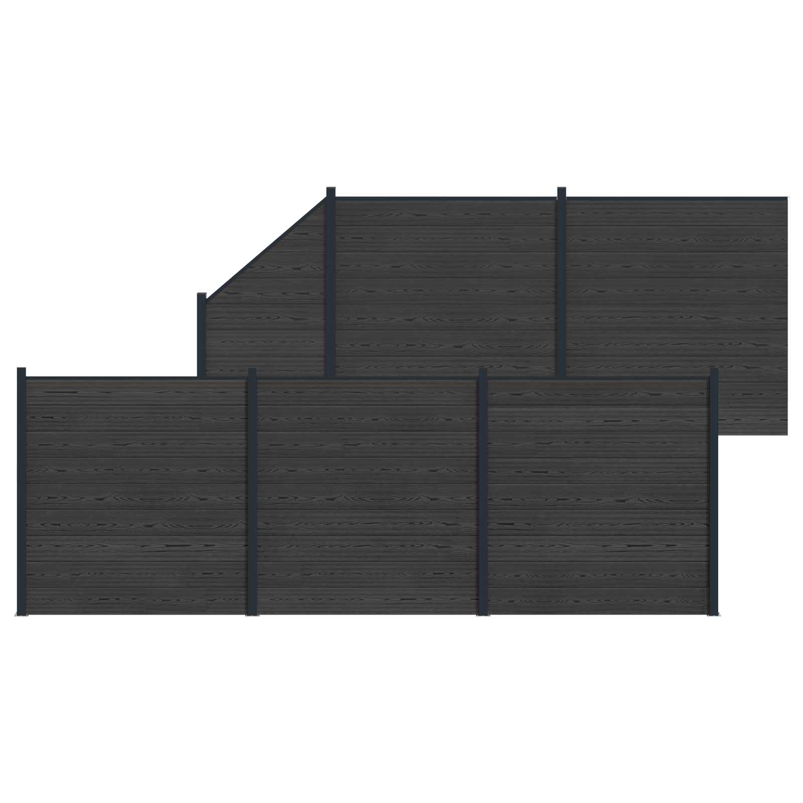 Panel de valla 10 pcs WPC y Aluminio Gris
