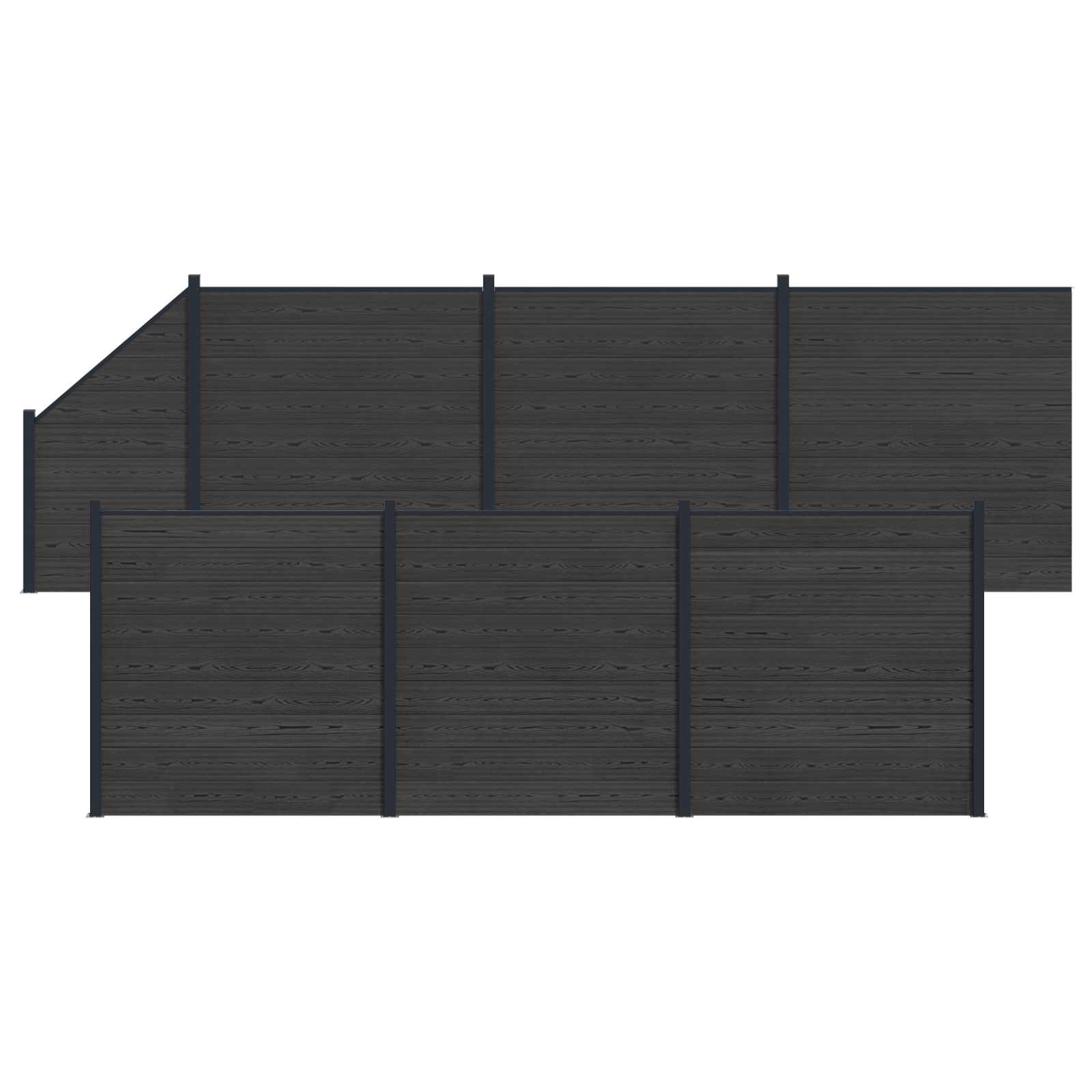 Panel de valla 10 pcs WPC y Aluminio Gris