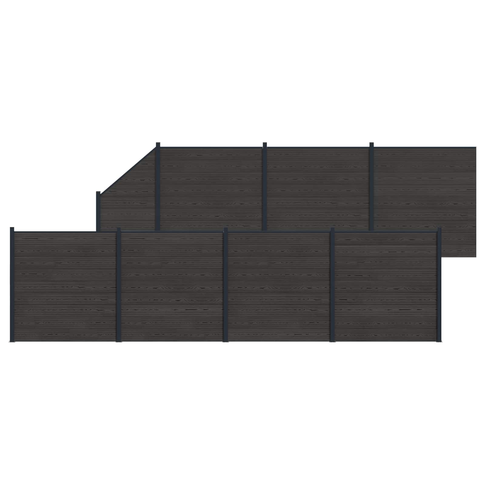 Panel de valla 10 pcs WPC y Aluminio Gris
