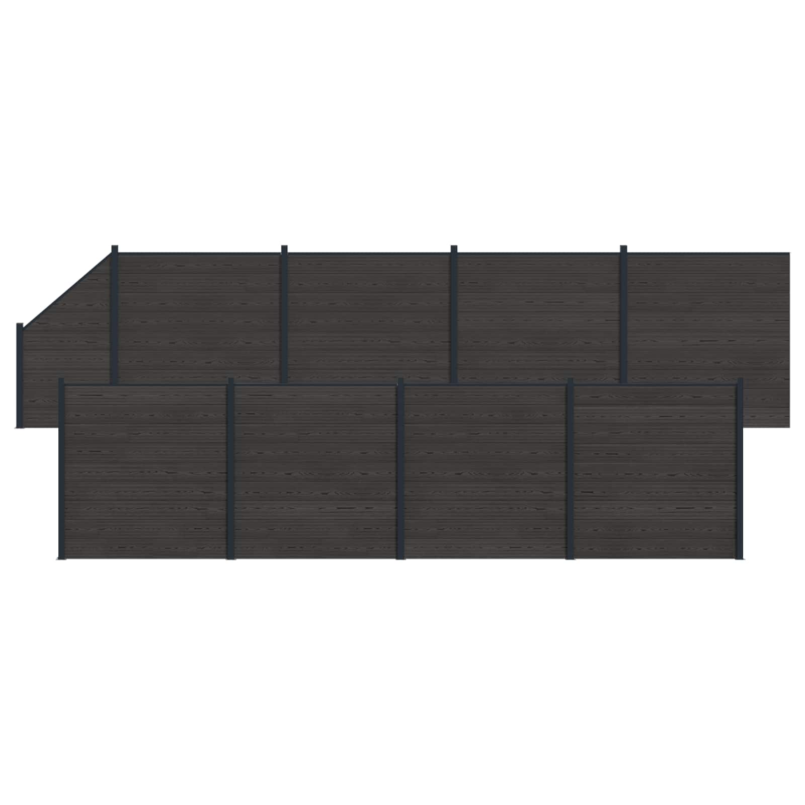Panel de valla 10 pcs WPC y Aluminio Gris