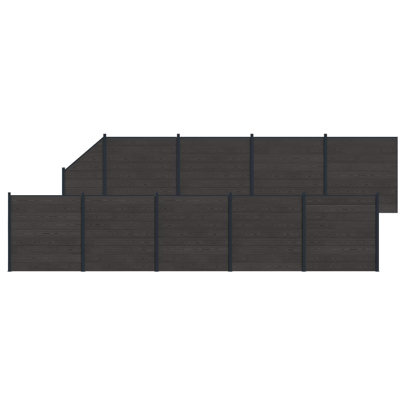 Panel de valla 10 pcs WPC y Aluminio Gris