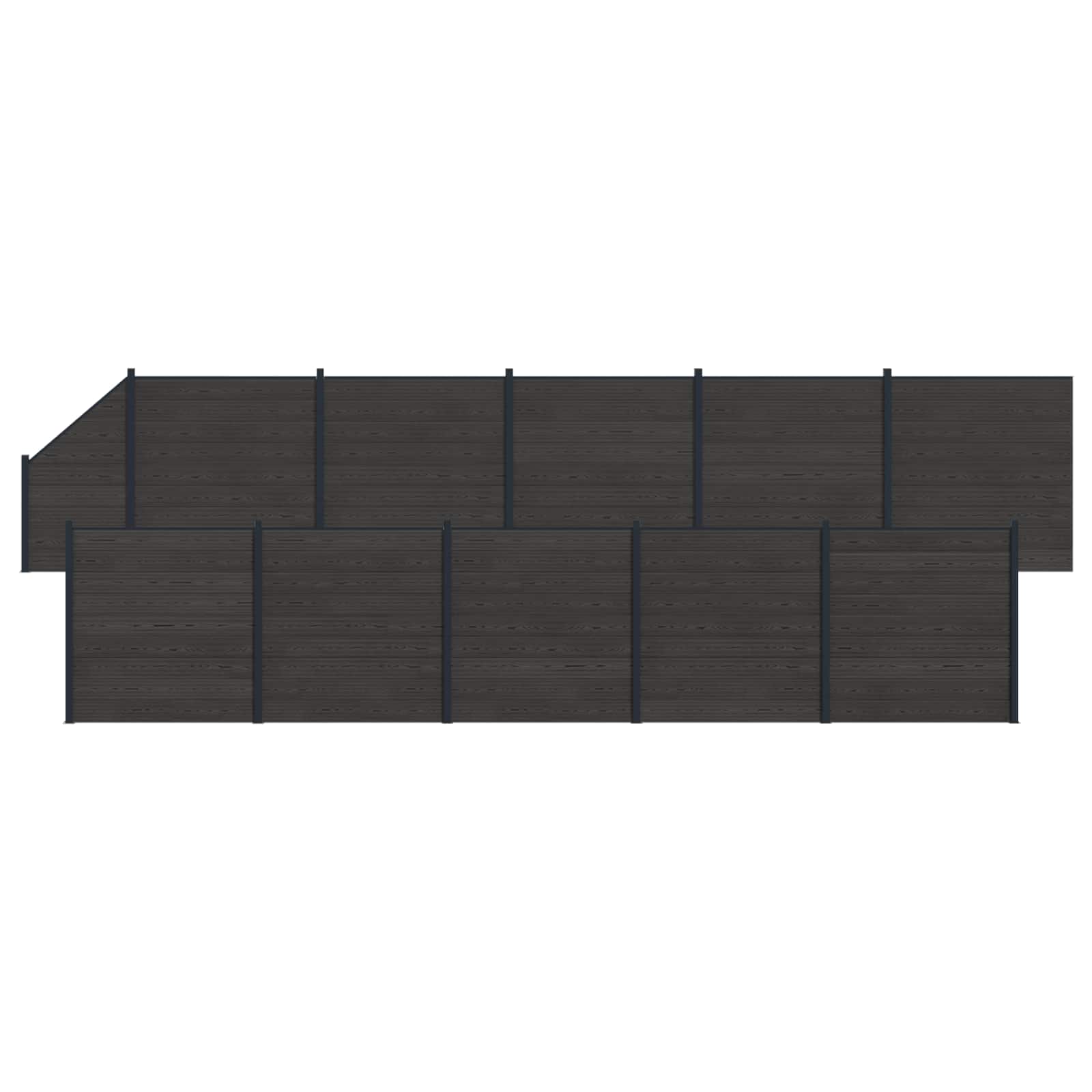 Panel de valla 10 pcs WPC y Aluminio Gris