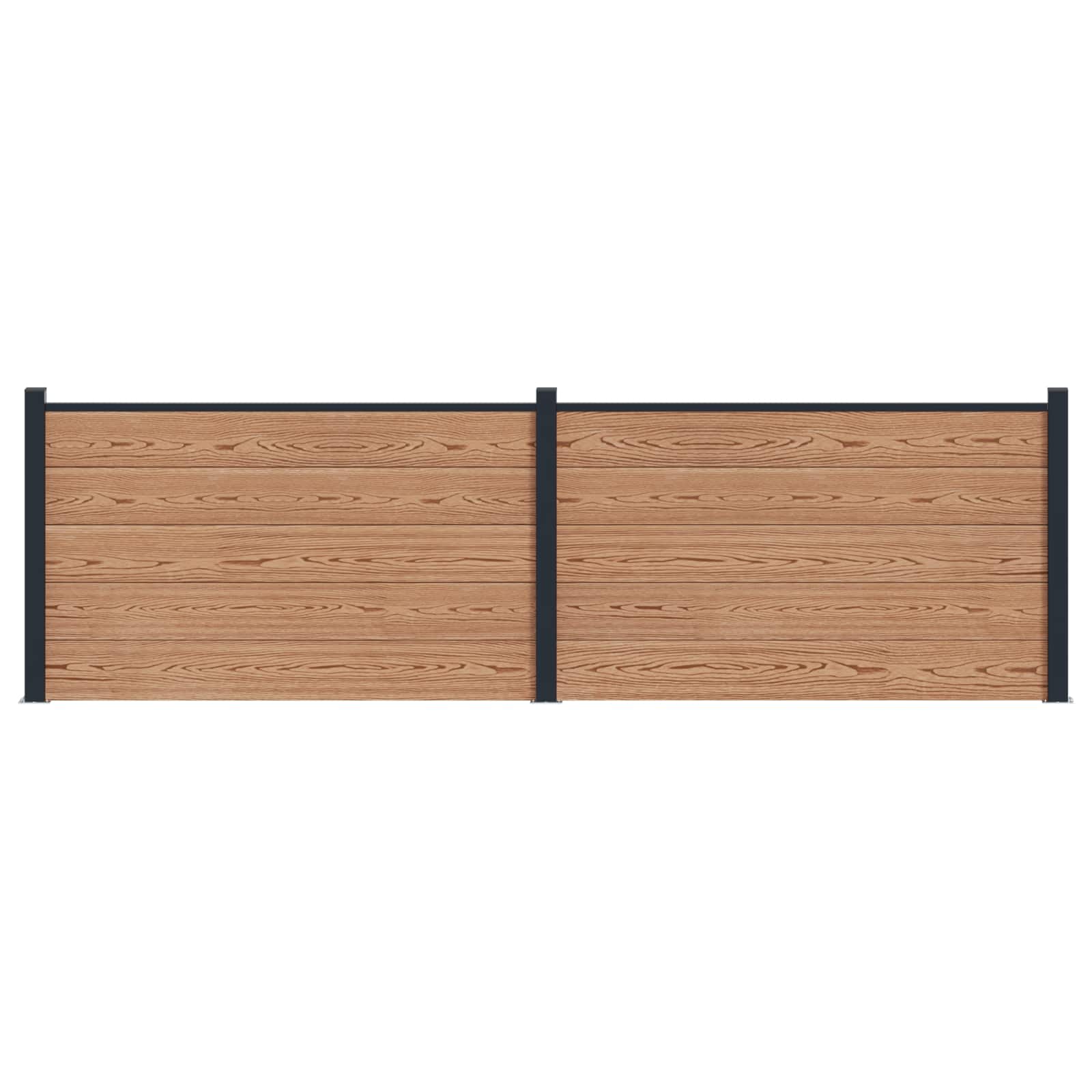 Panel de valla 10 pcs WPC y Aluminio Gris