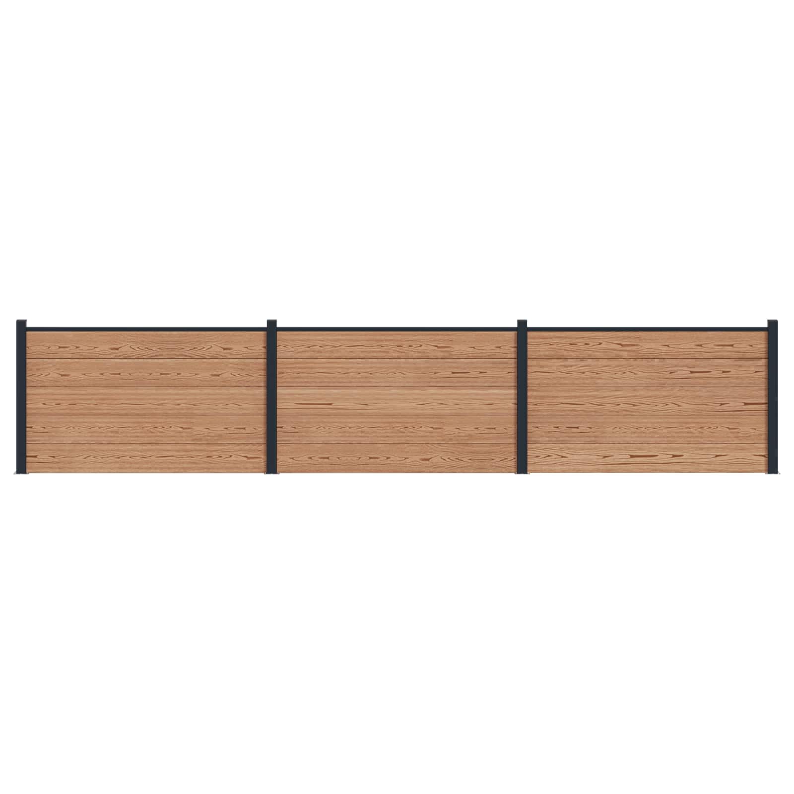 Panel de valla 10 pcs WPC y Aluminio Gris