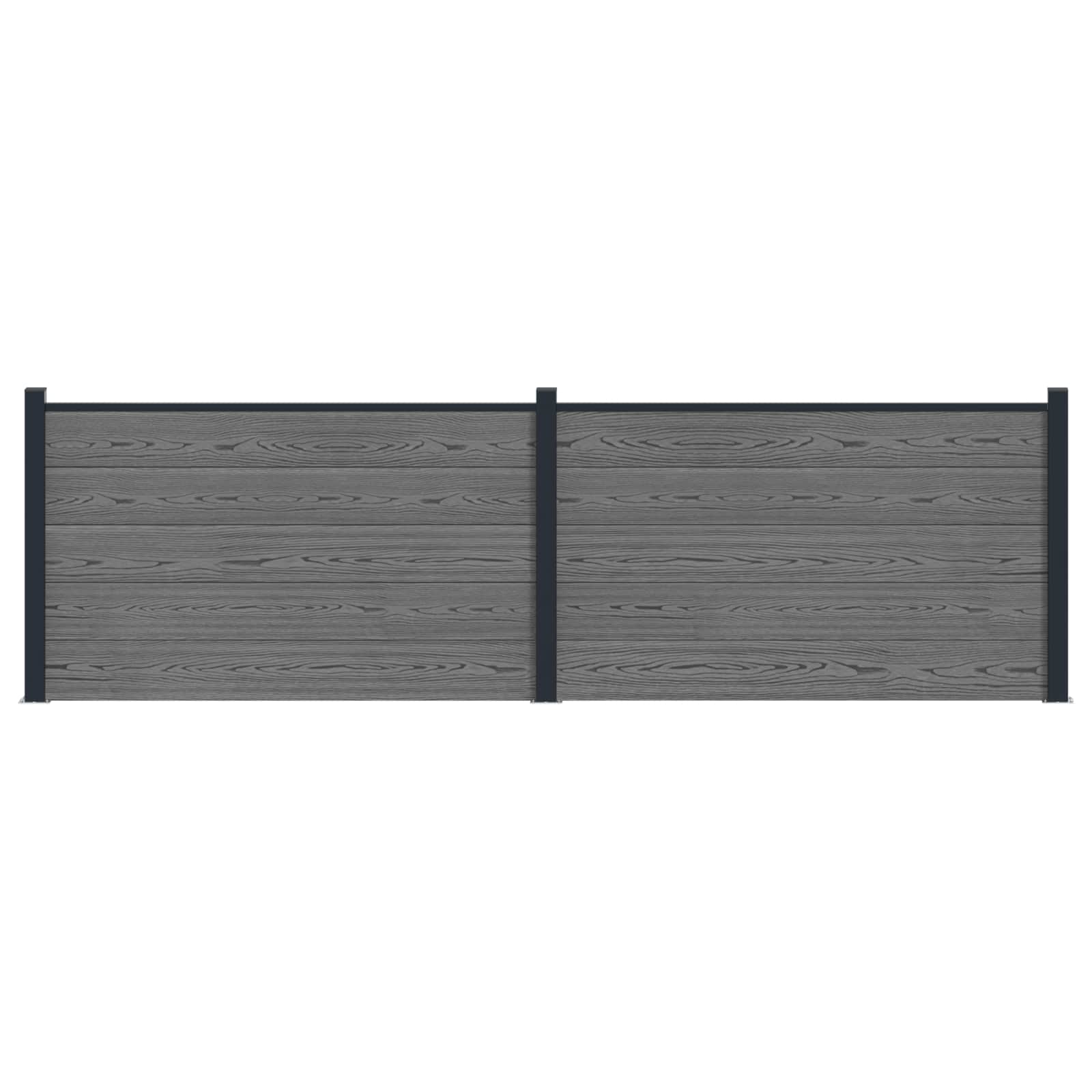 Panel de valla 10 pcs WPC y Aluminio Gris