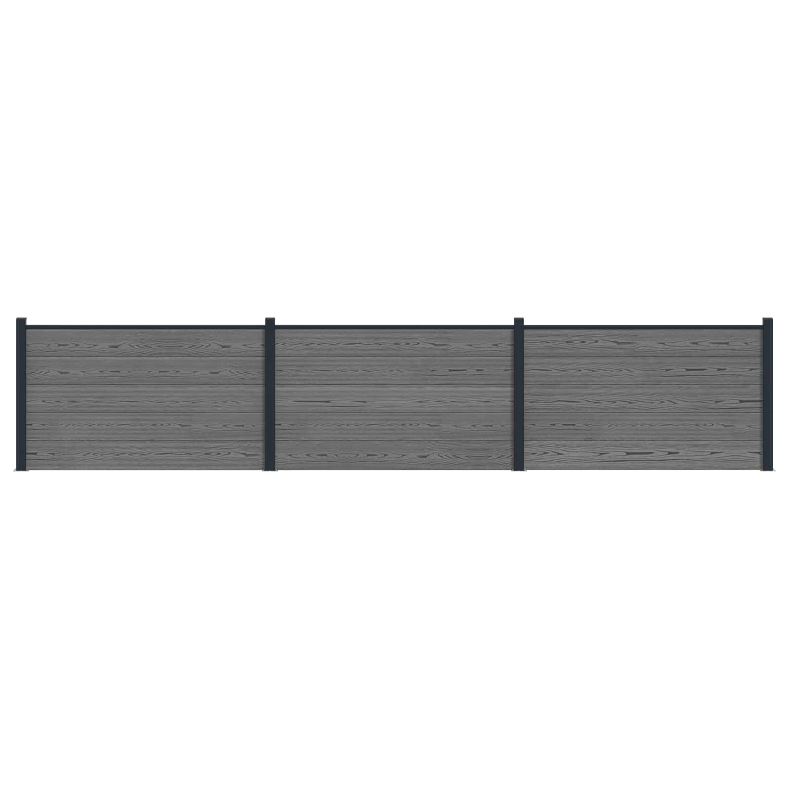 Panel de valla 10 pcs WPC y Aluminio Gris