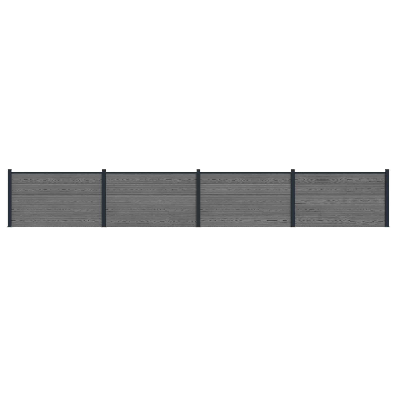 Panel de valla 10 pcs WPC y Aluminio Gris