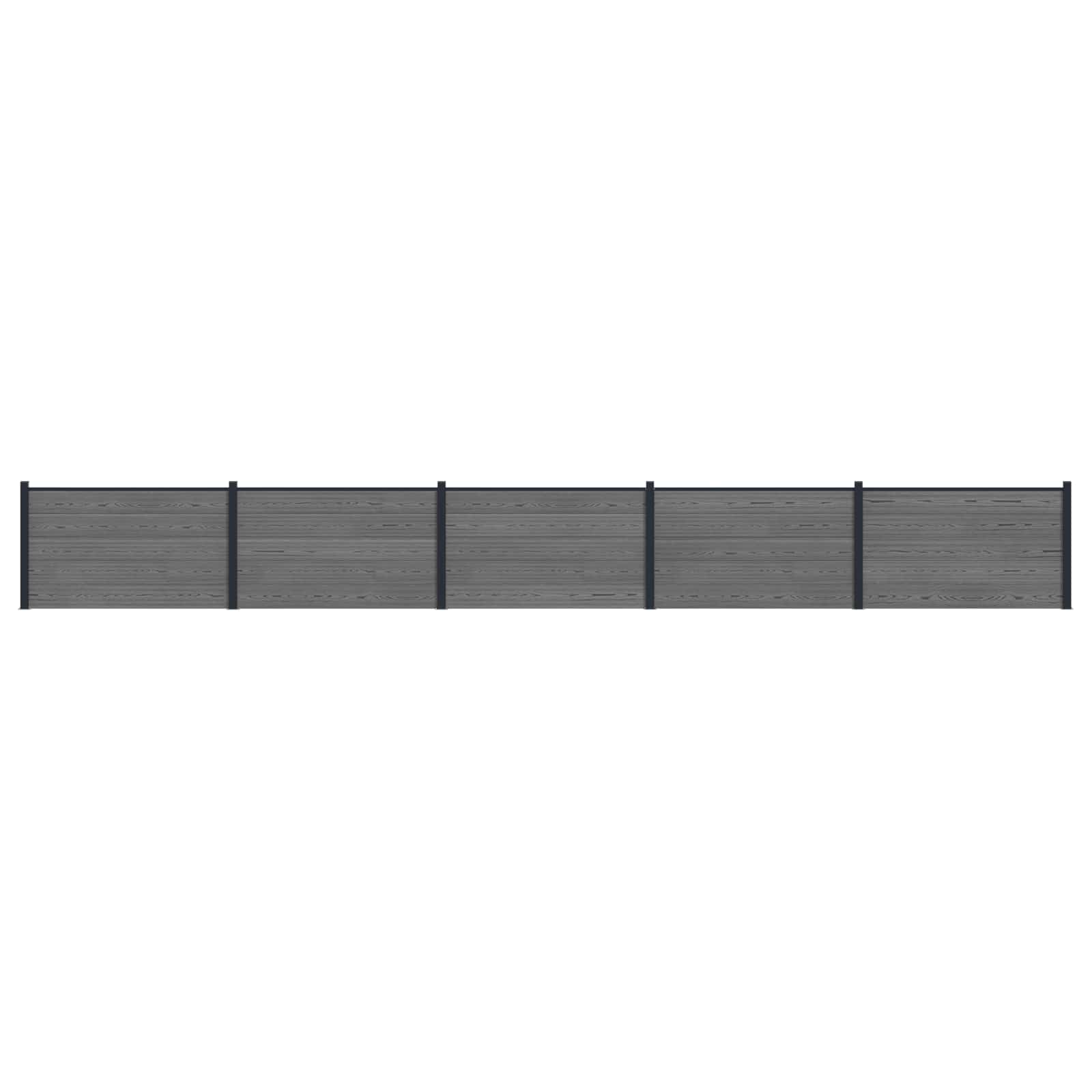 Panel de valla 10 pcs WPC y Aluminio Gris
