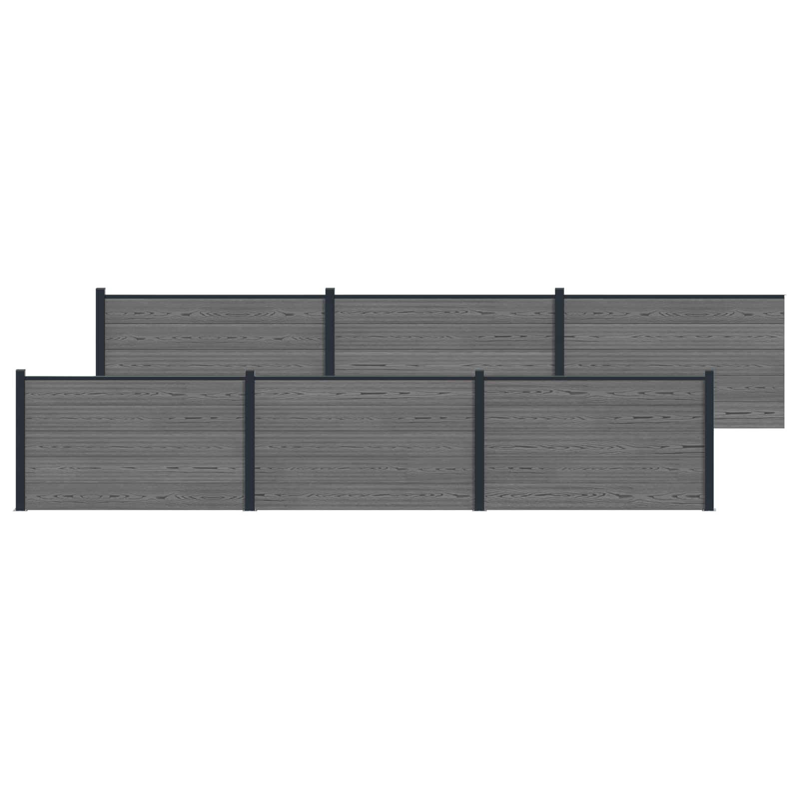 Panel de valla 10 pcs WPC y Aluminio Gris