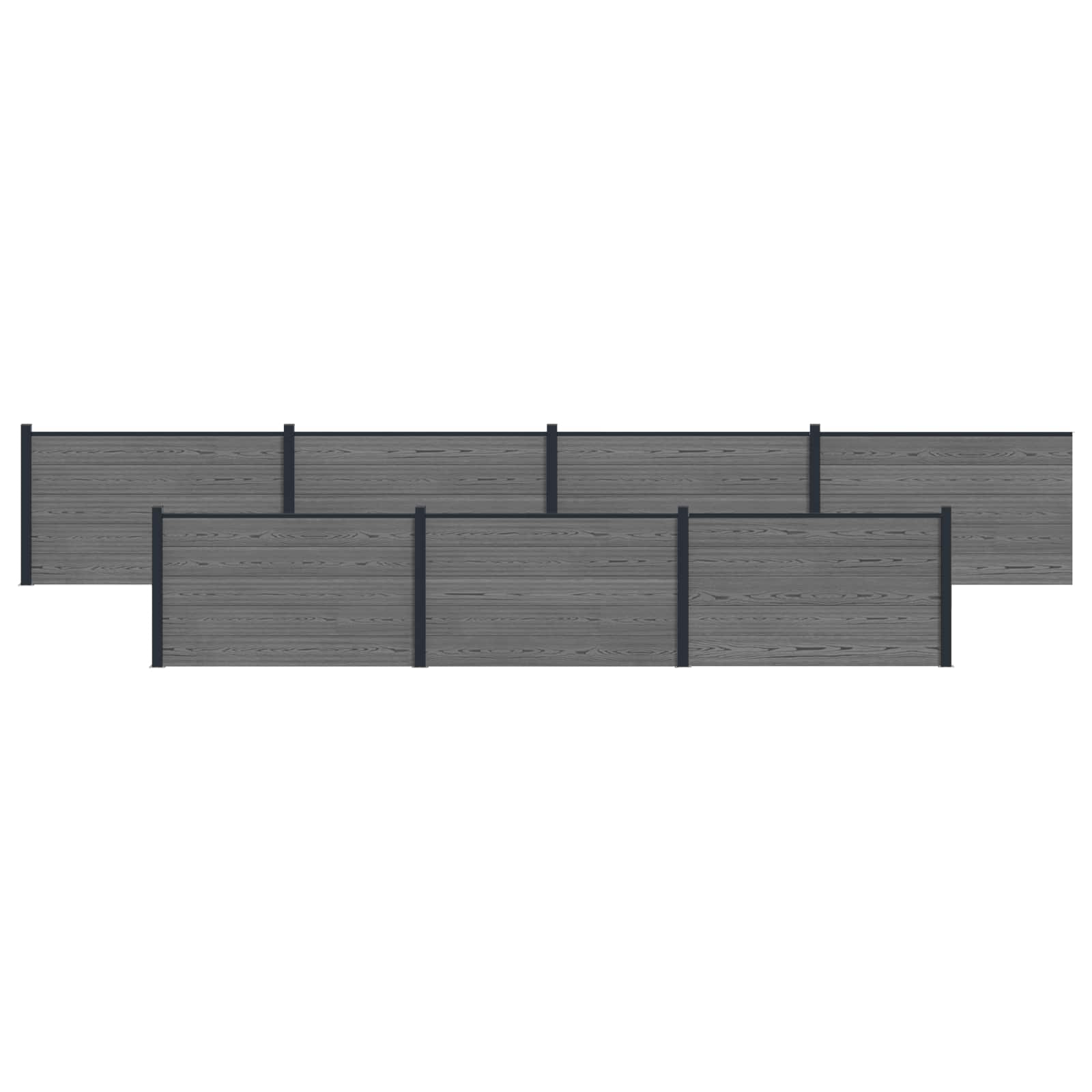 Panel de valla 10 pcs WPC y Aluminio Gris