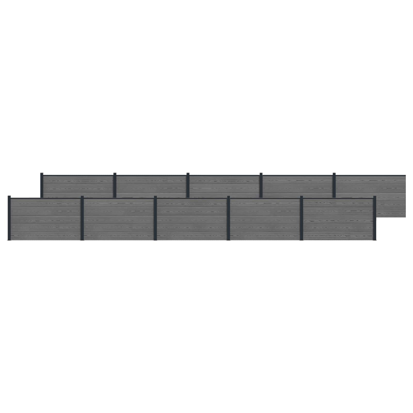 Panel de valla 10 pcs WPC y Aluminio Gris